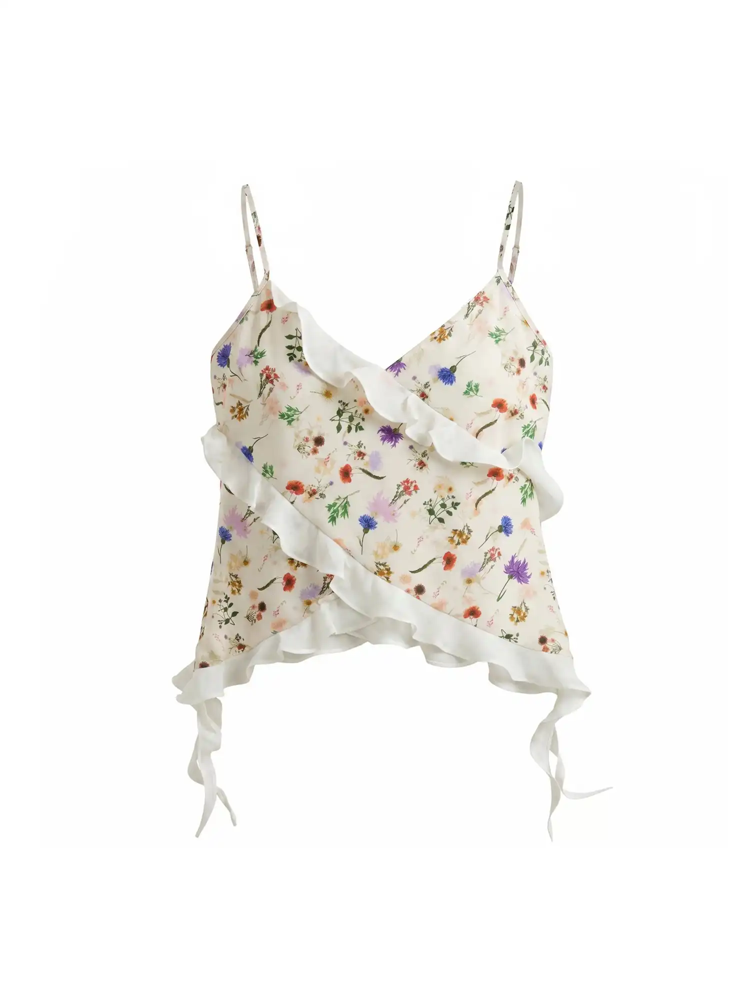 Floral Ruffle Trim Cropped Cami Top - Image 3