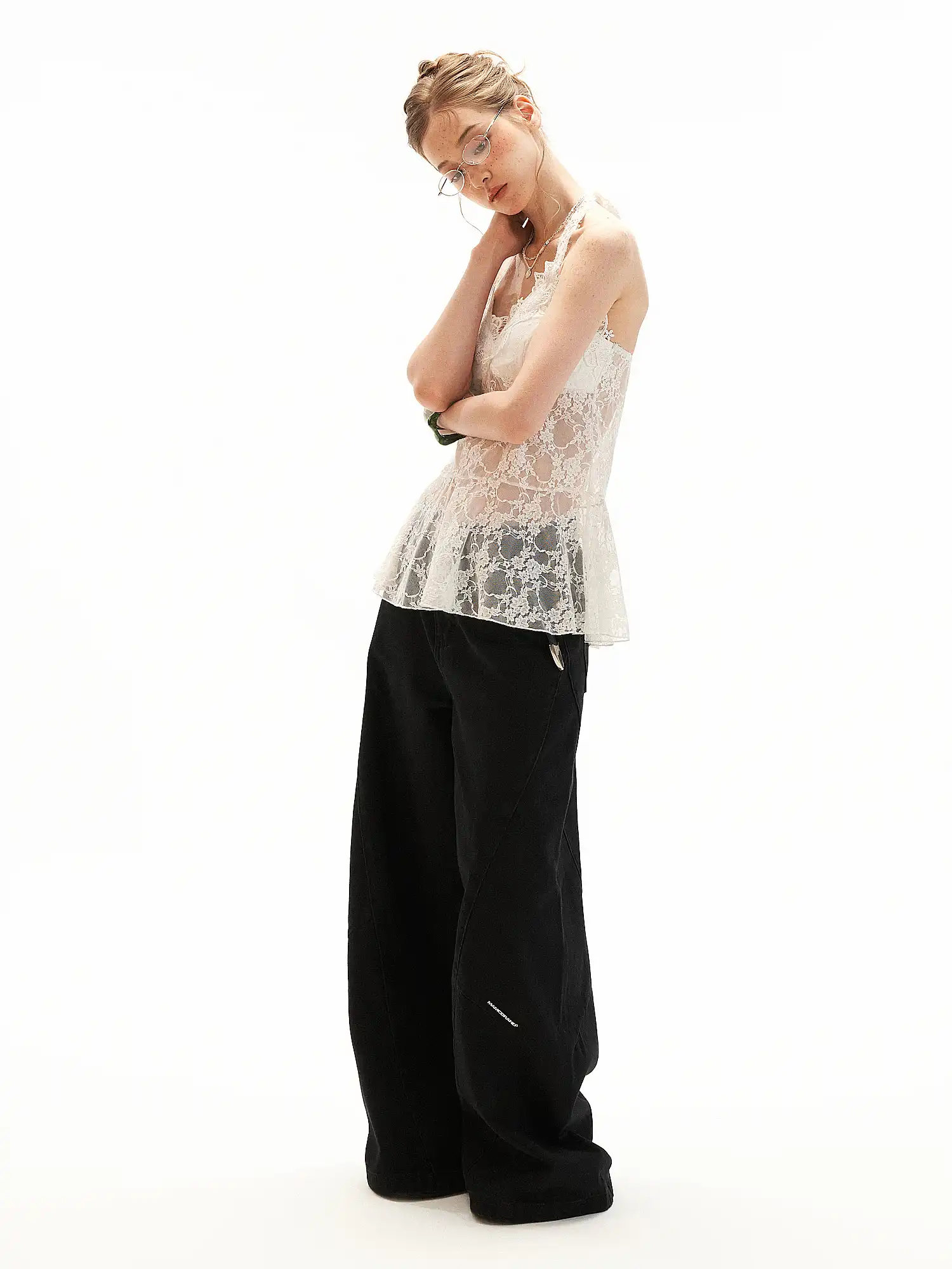 Floral Sheer Lace Babydoll Halter Top - Image 6