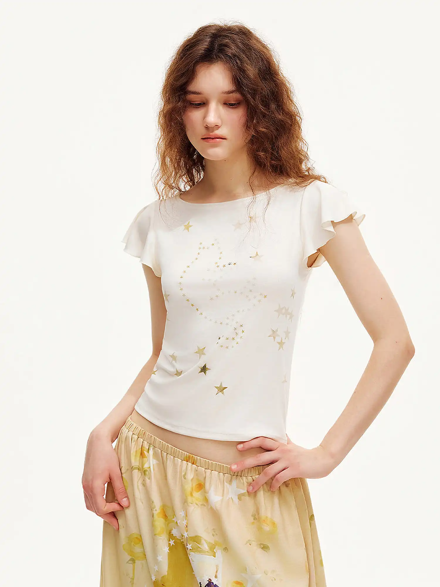 Flutter Sleeve Cotton Knit Top - Image 2