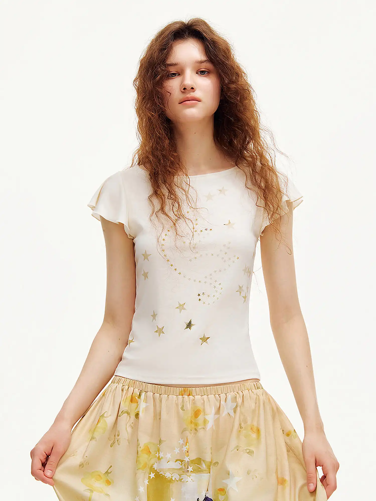 Flutter Sleeve Cotton Knit Top - Image 3