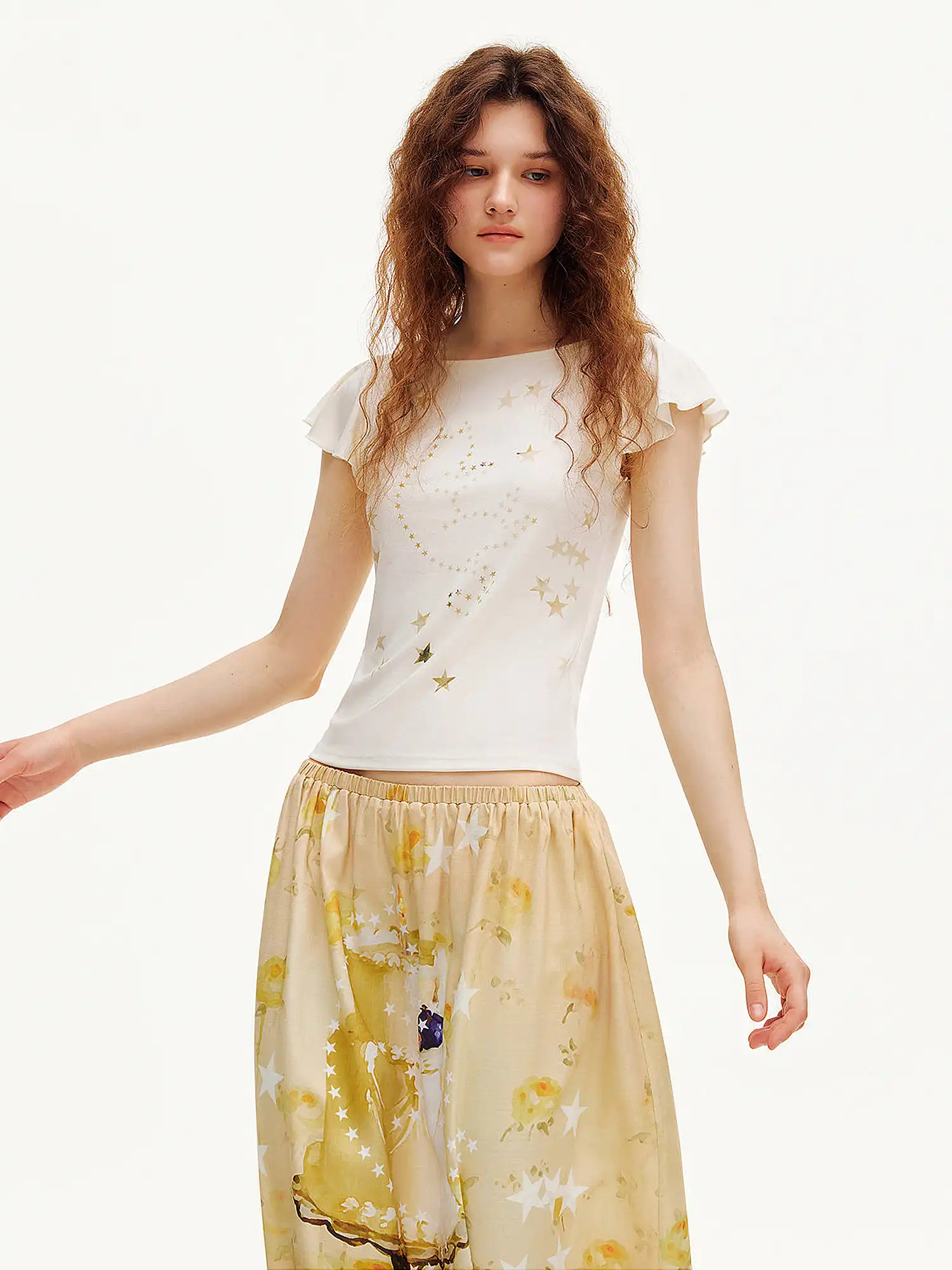 Flutter Sleeve Cotton Knit Top - Image 5