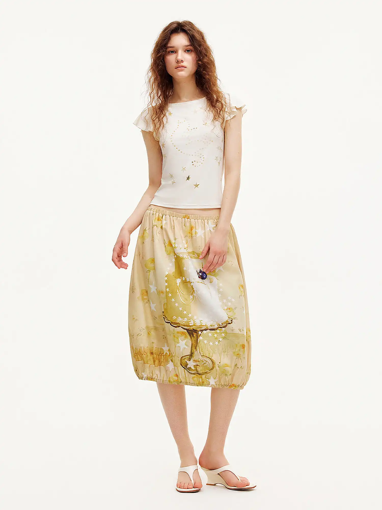 Flutter Sleeve Cotton Knit Top - Image 6