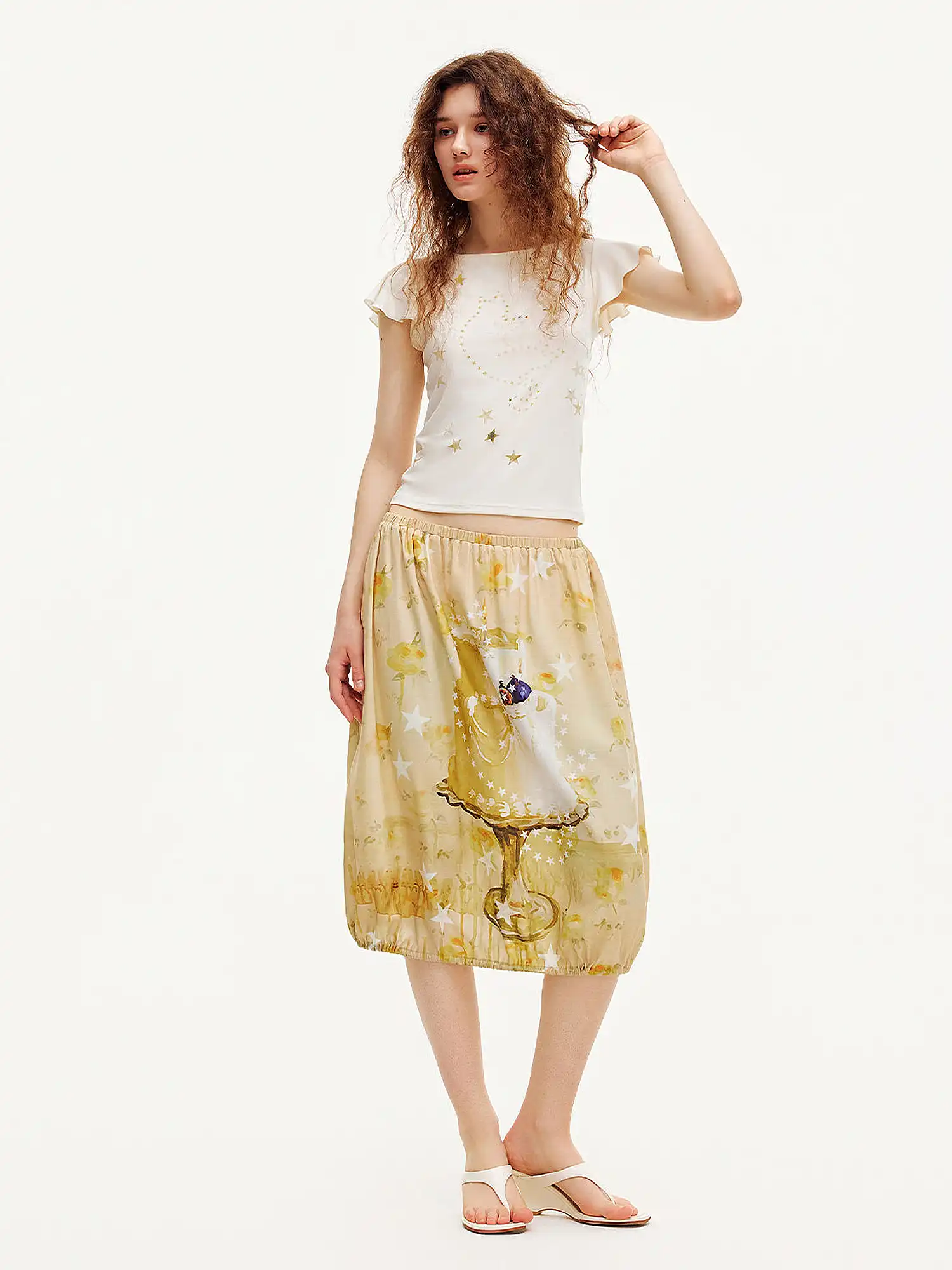 Flutter Sleeve Cotton Knit Top - Image 7