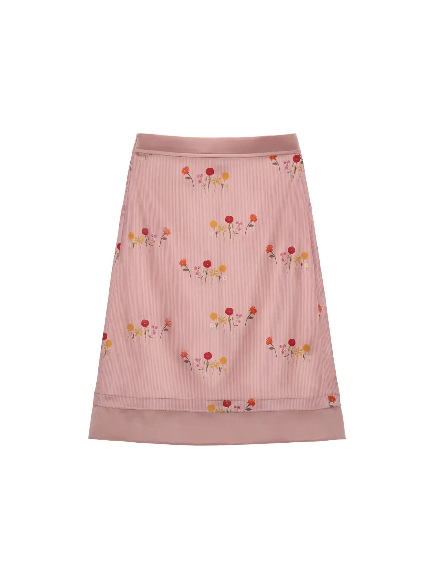 French Floral Silky Satin Midi Skirt - Image 6