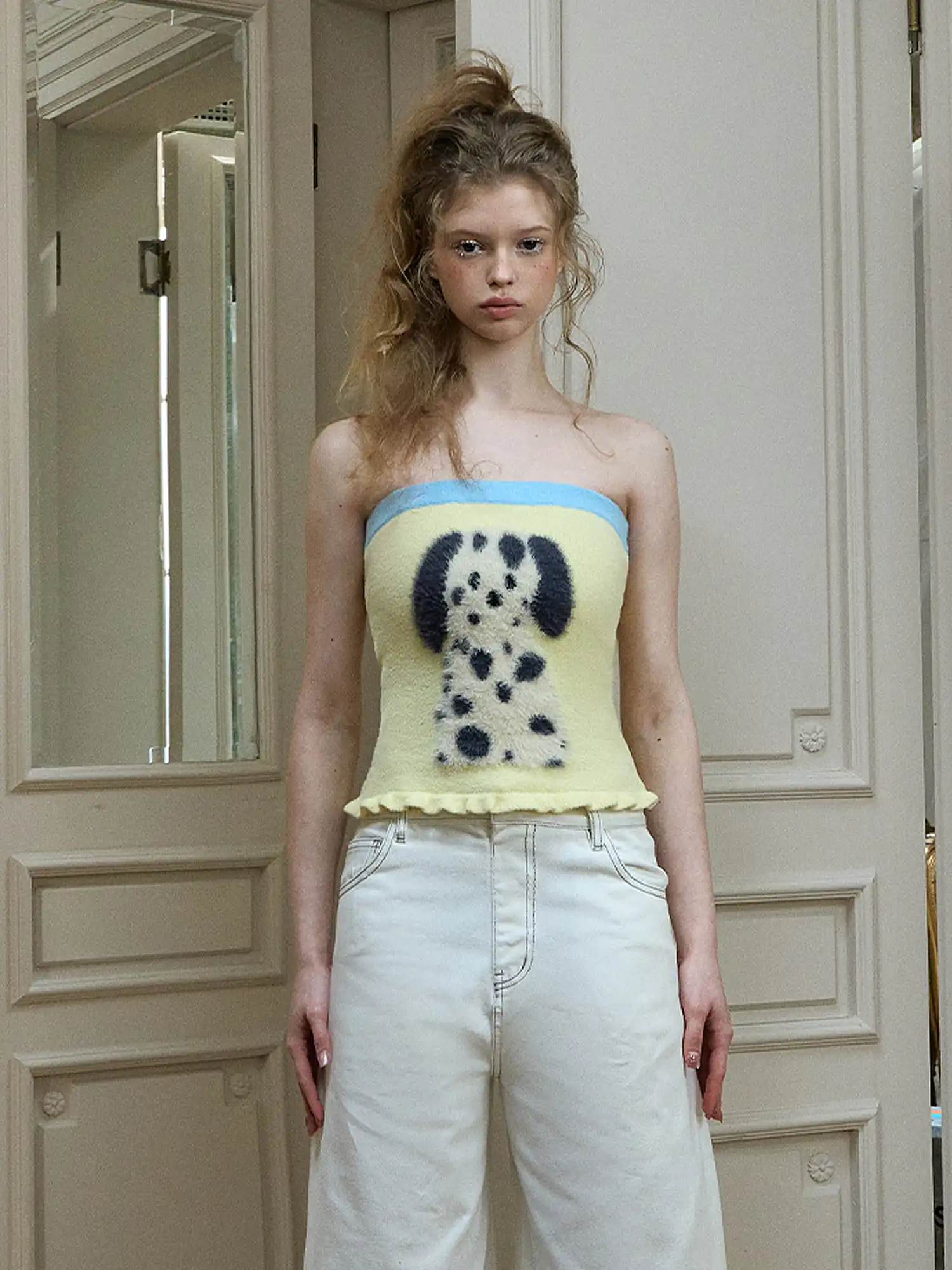 Fuzzy Dalmatian Print Fitted Tube Top - Image 10