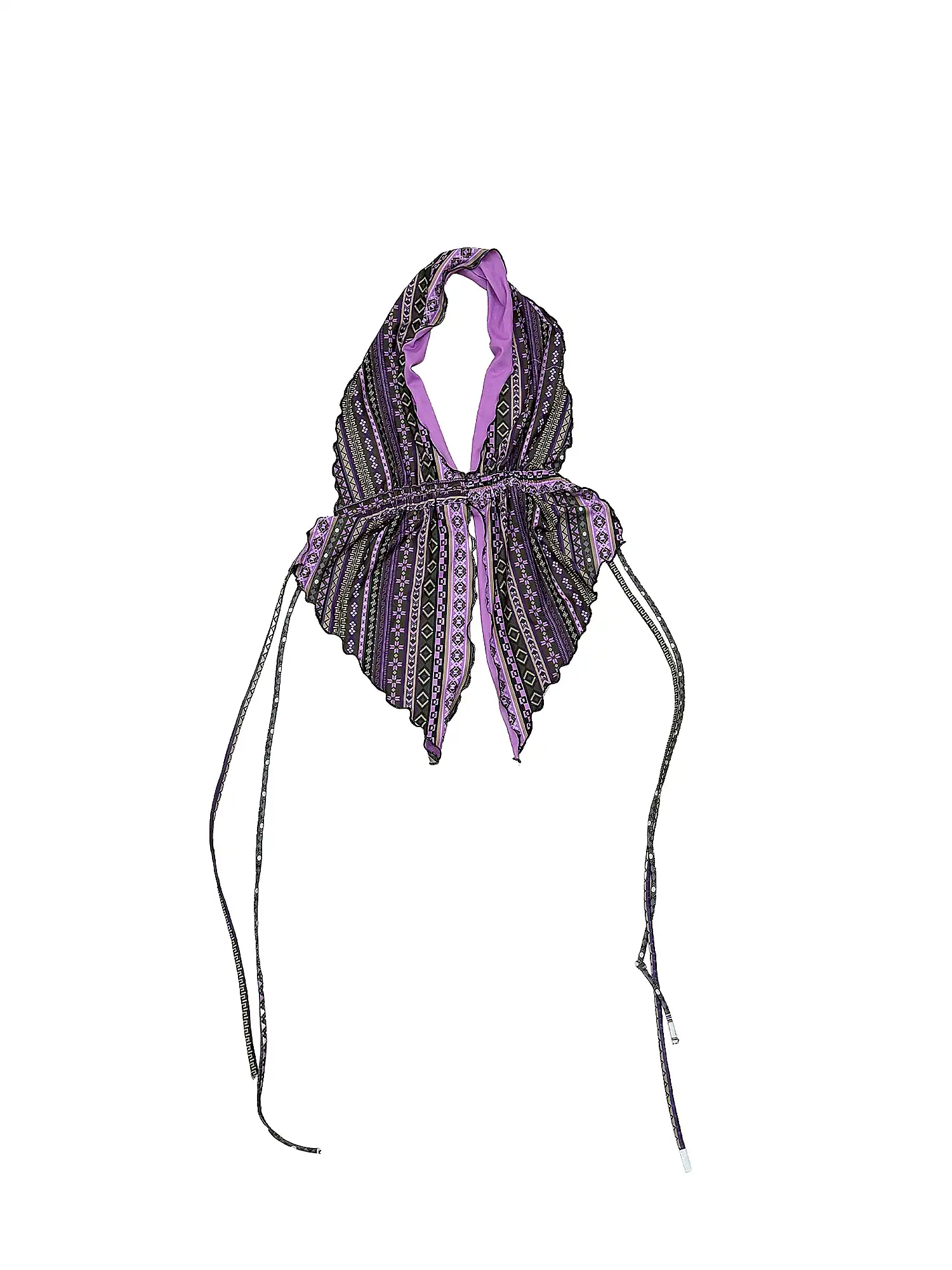 Geometric Print Split Front Halter Top - Image 2