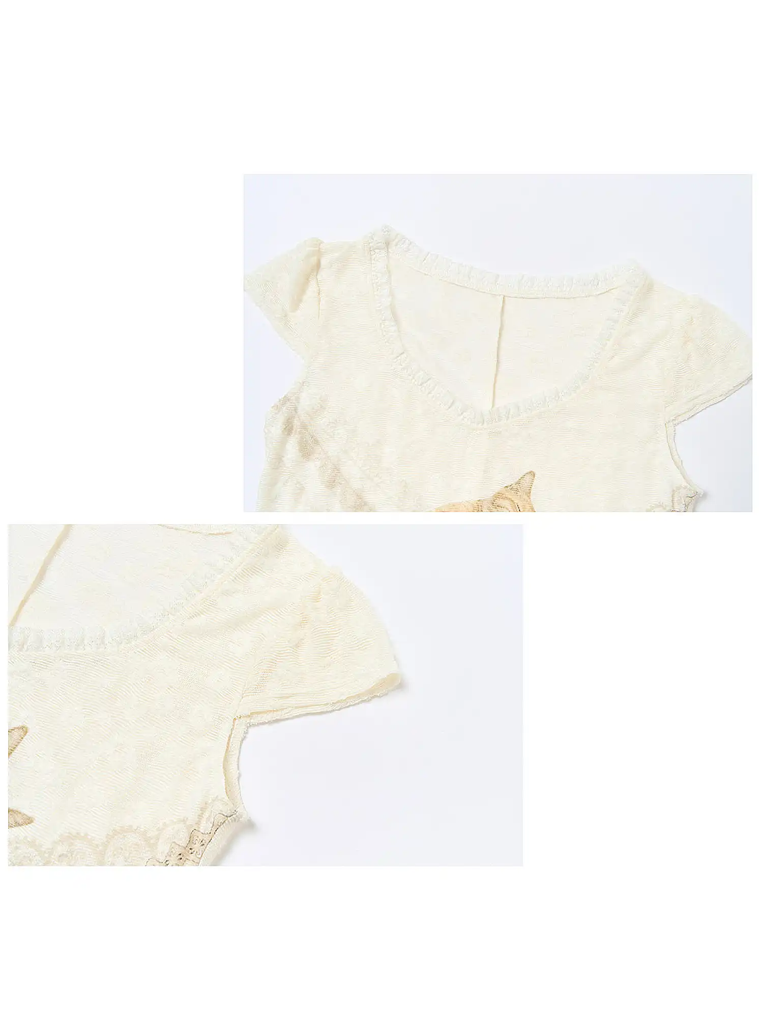 Ginger Cat V-Neck Lace Mini Dress - Image 10
