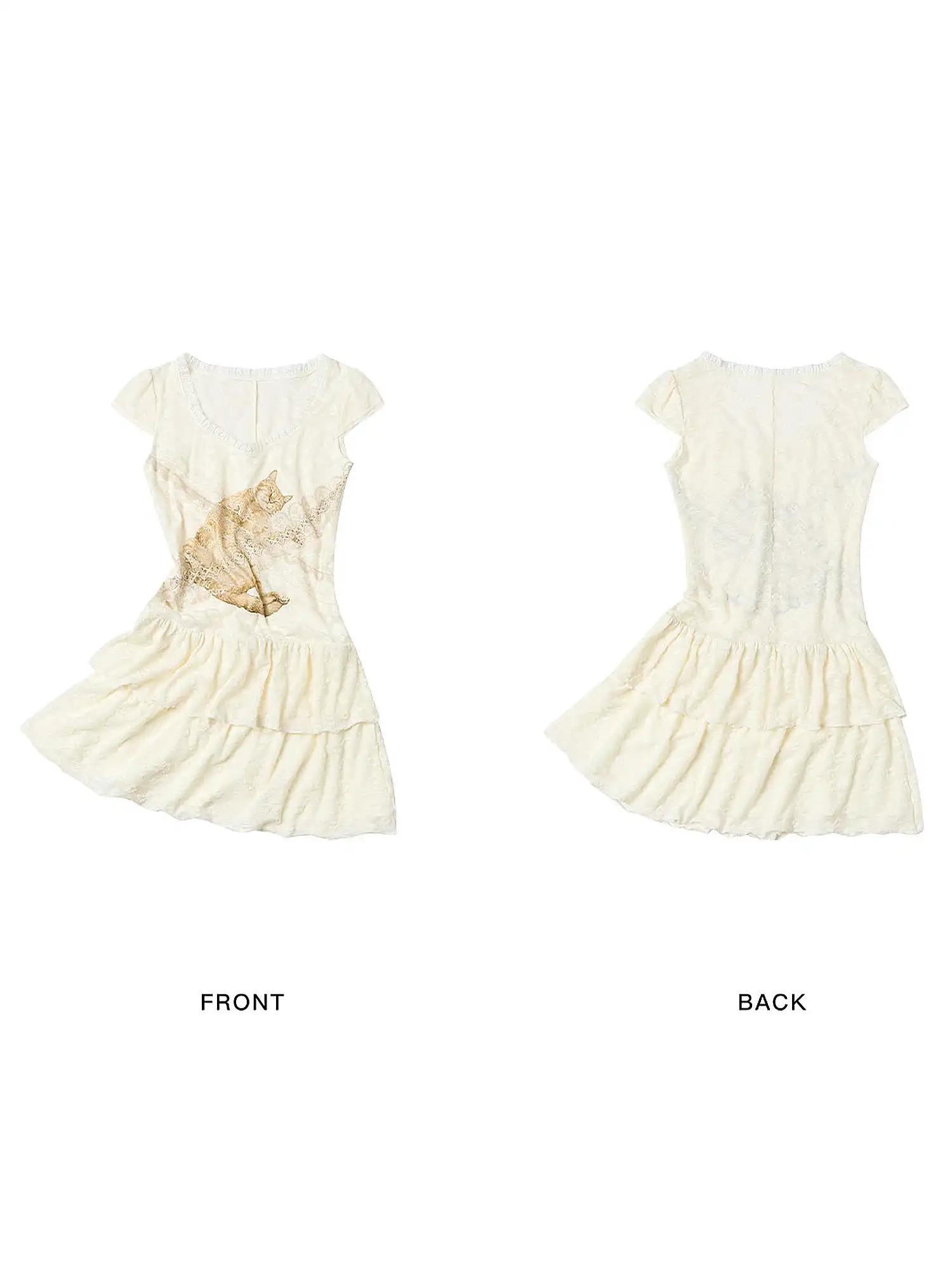Ginger Cat V-Neck Lace Mini Dress - Image 7