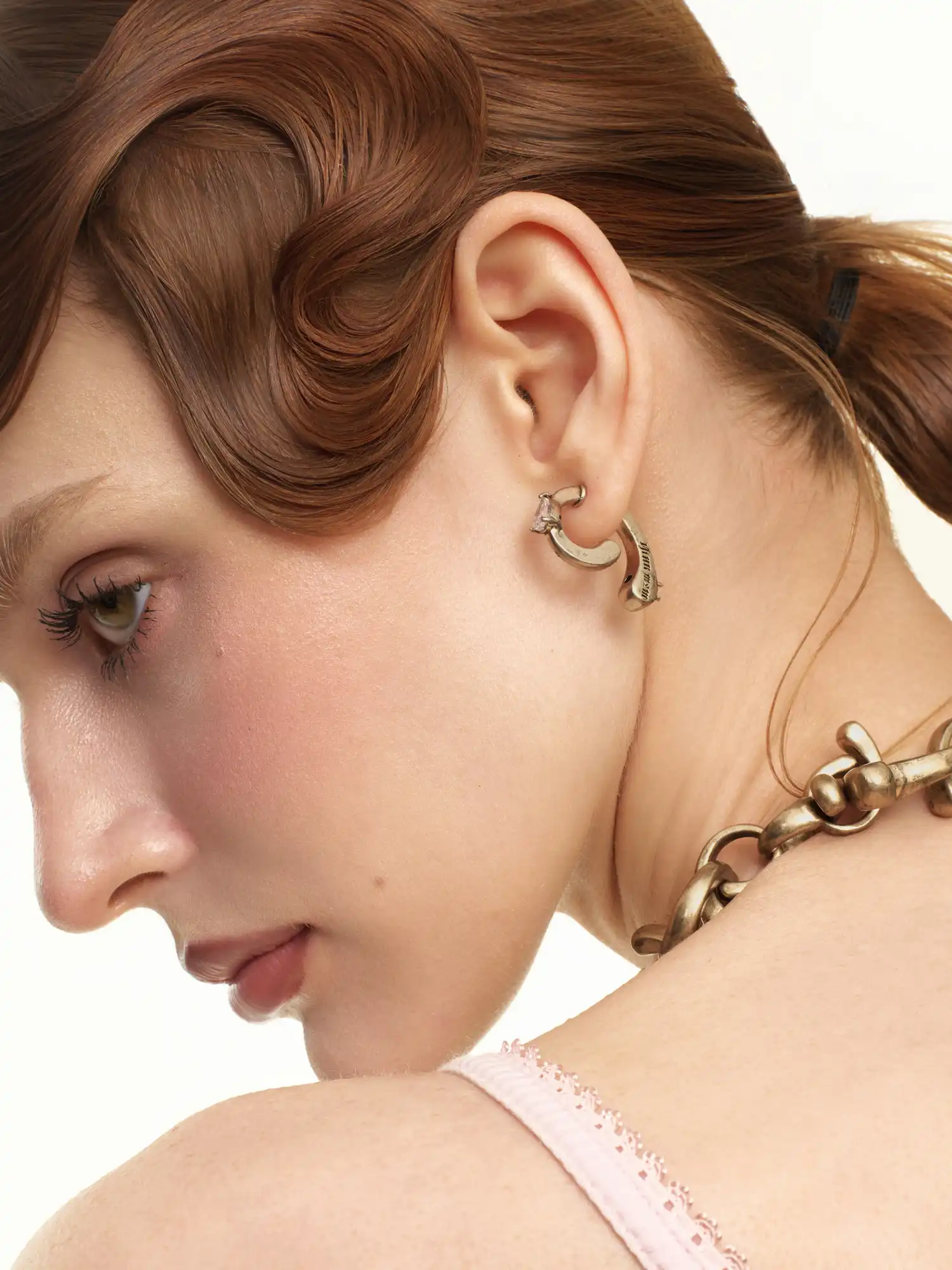 Gothic Script Engraved Chunky Hoop Earrings