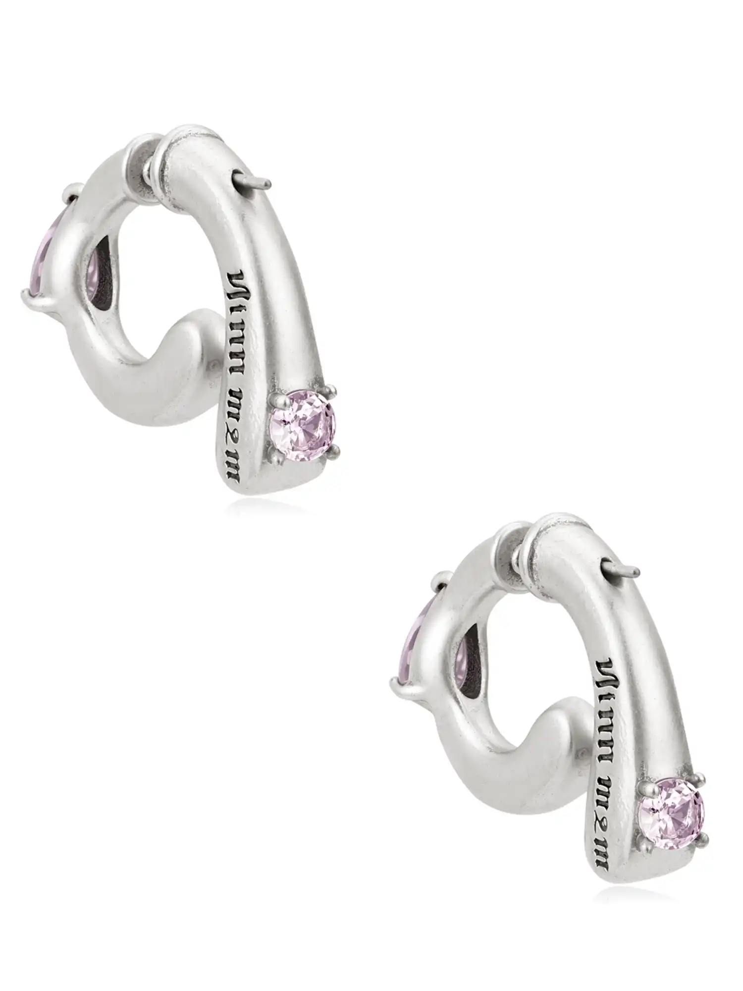 Gothic Script Engraved Chunky Hoop Earrings - Image 8