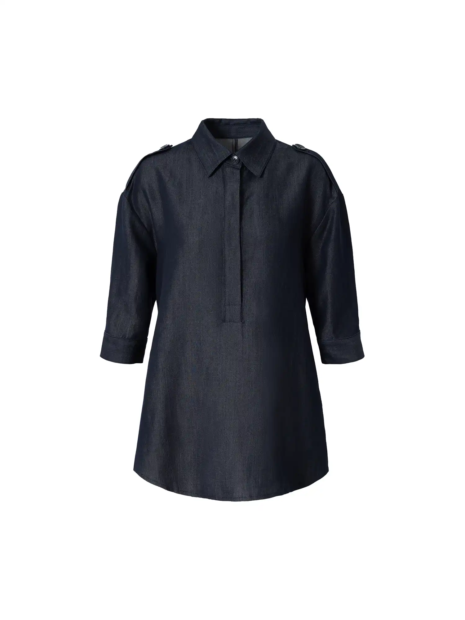 Henley Denim Tunic Shirt Top - Image 3
