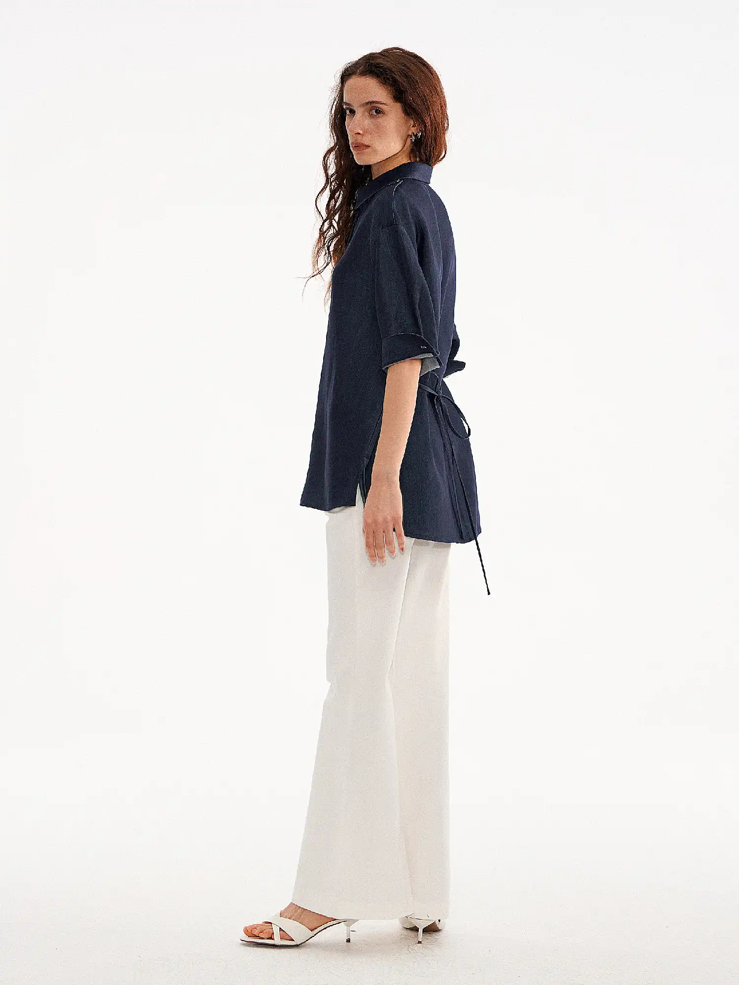 Henley Denim Tunic Shirt Top - Image 6