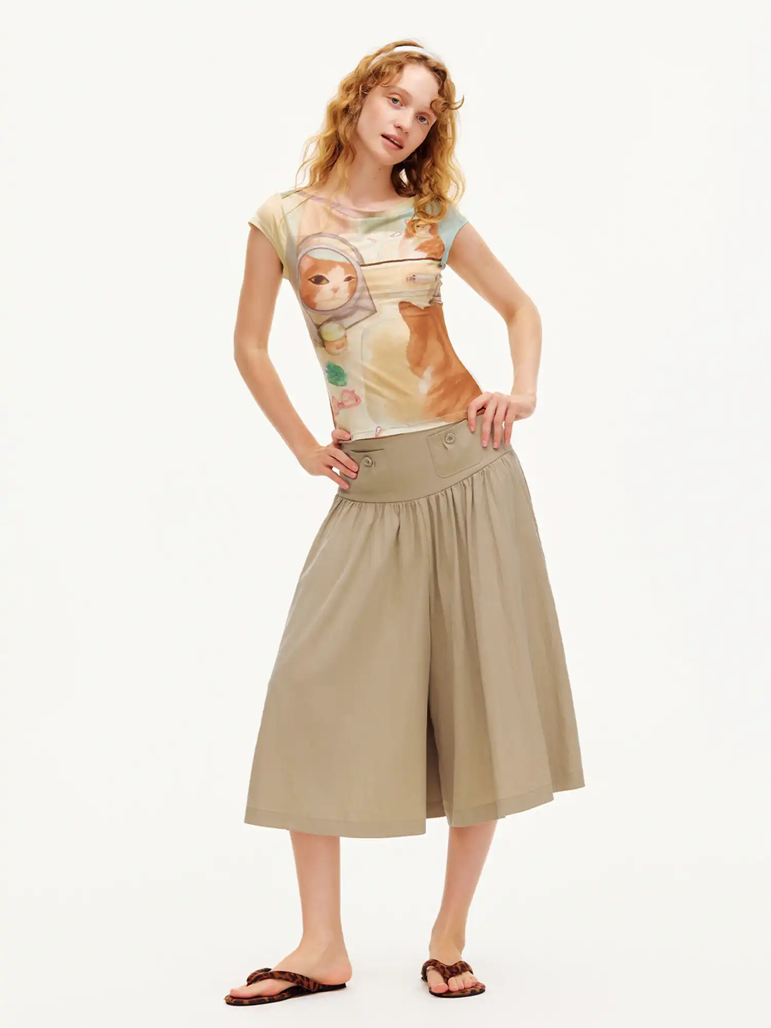 High-Waisted Lyocell Wide-Leg Culottes - Image 5