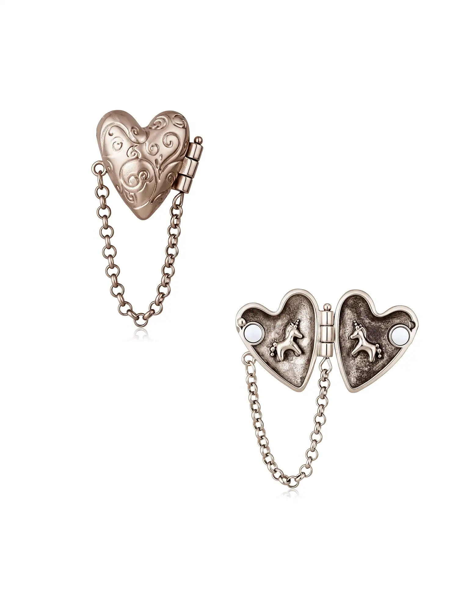 Hinged Double Heart Locket Earrings - Image 7