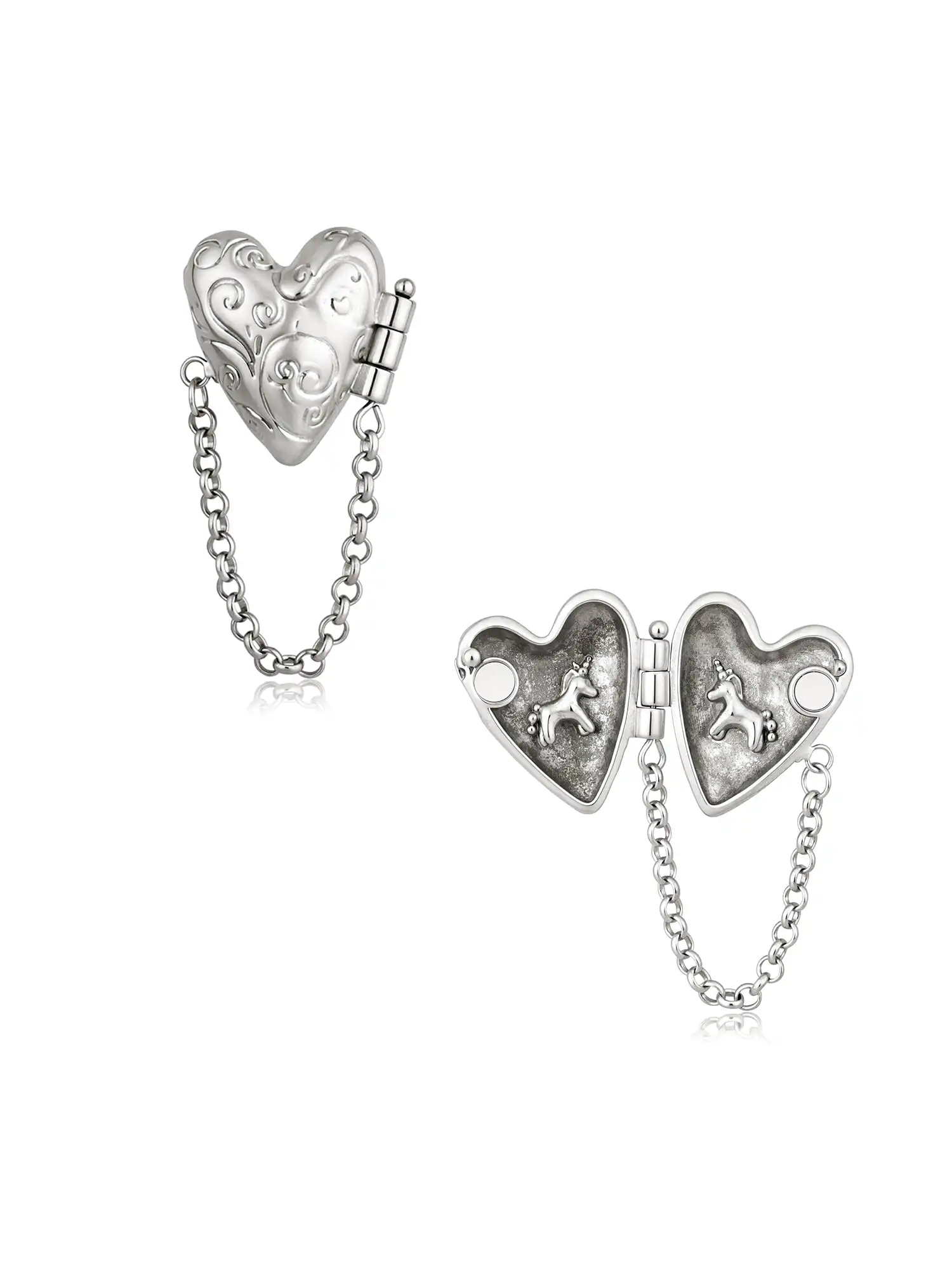 Hinged Double Heart Locket Earrings - Image 8