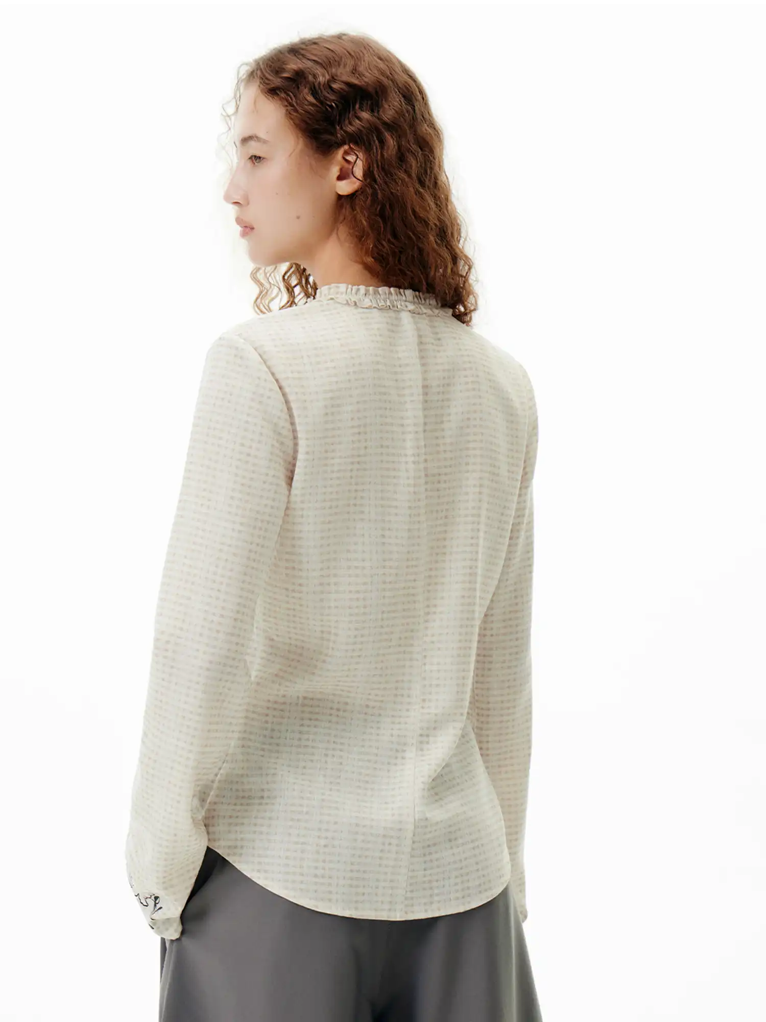 Illustrated Tie-Front Check Cardigan - Image 4