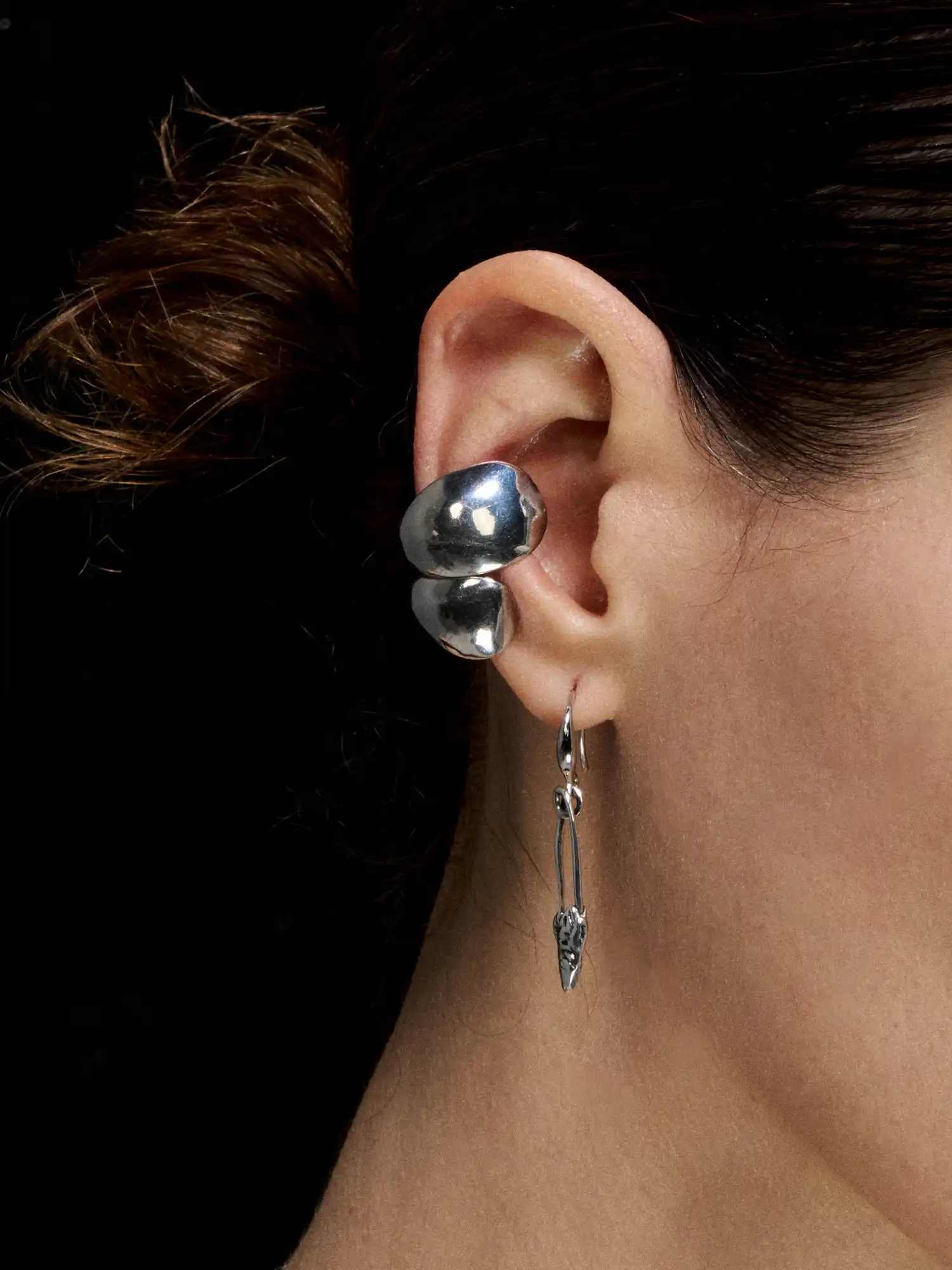 Irregular Cracked-Heart Metal Ear Cuff