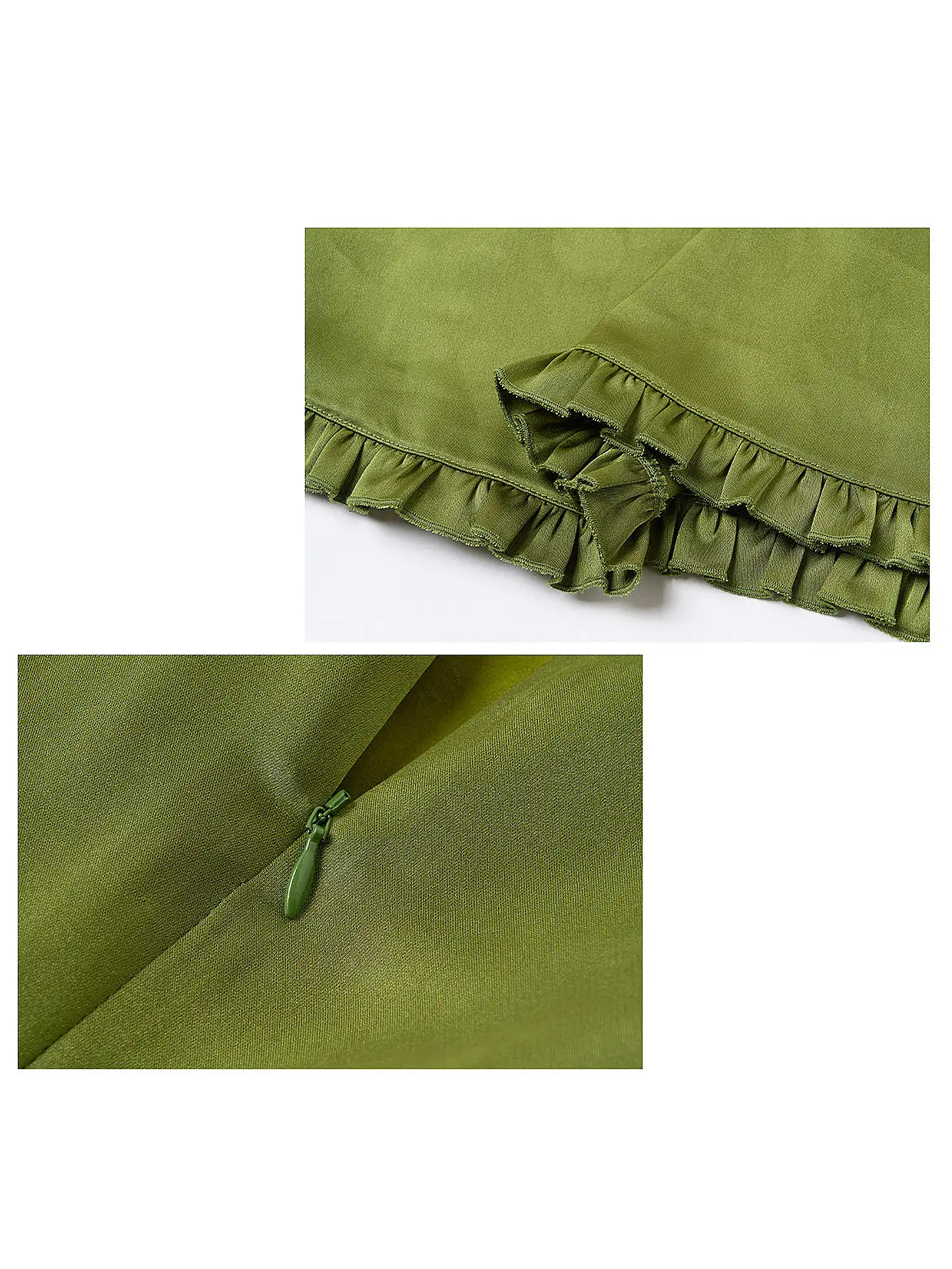 Jewel Cat Olive Satin Skirt - Image 12