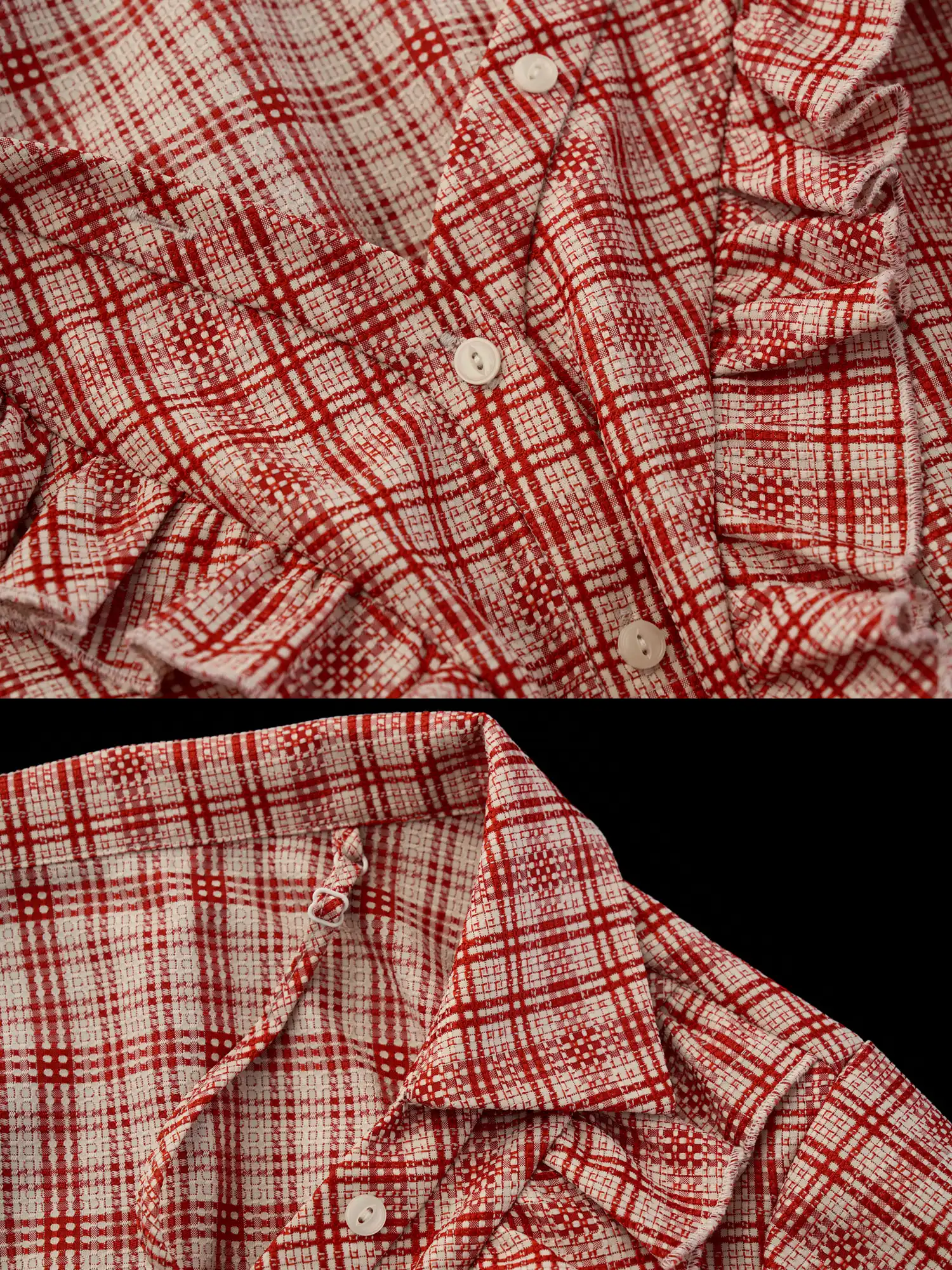 Lace-Up Plaid Bardot Top - Image 8