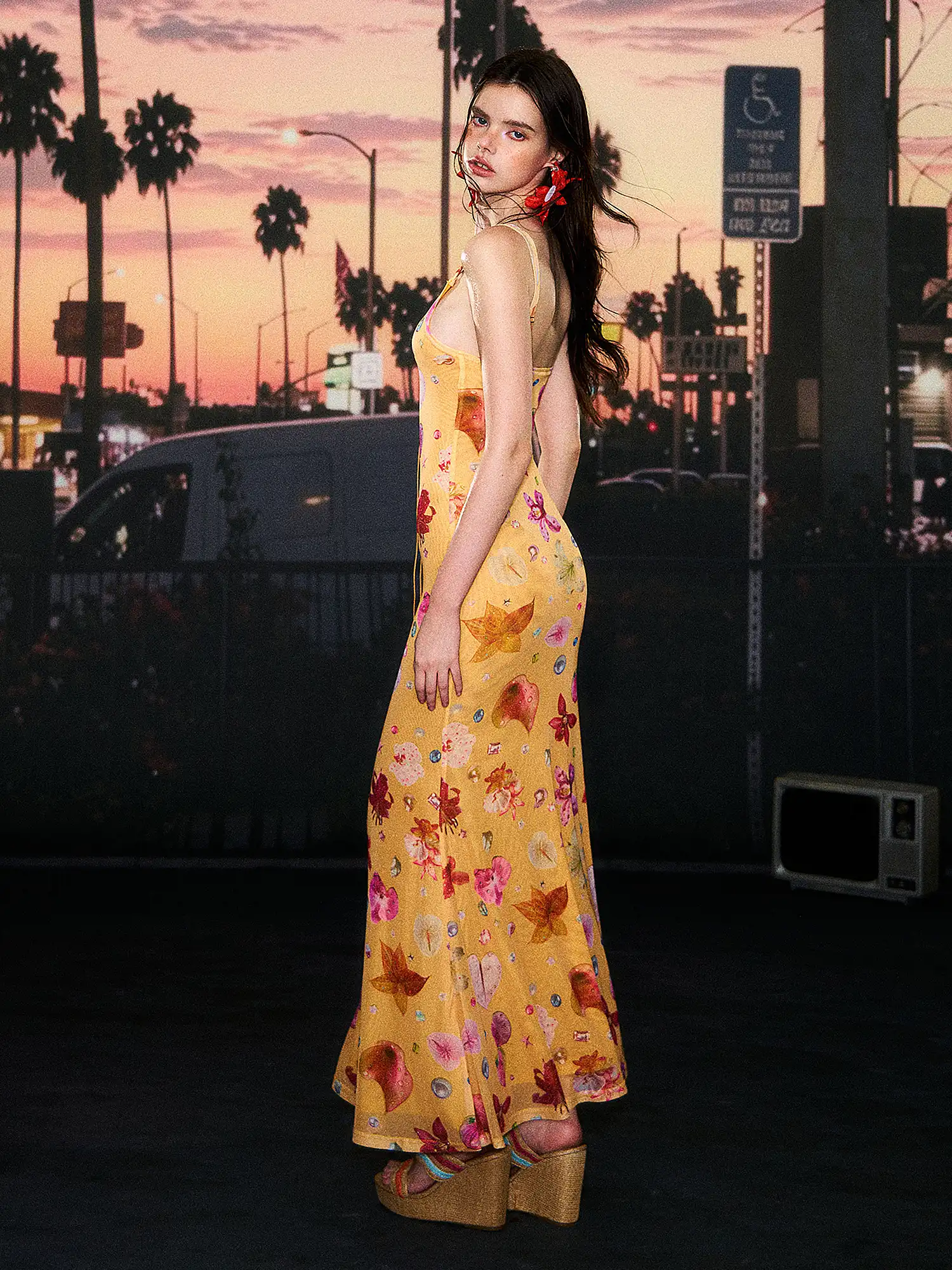 Lace Up Yellow Tropical Floral Dress - Image 8