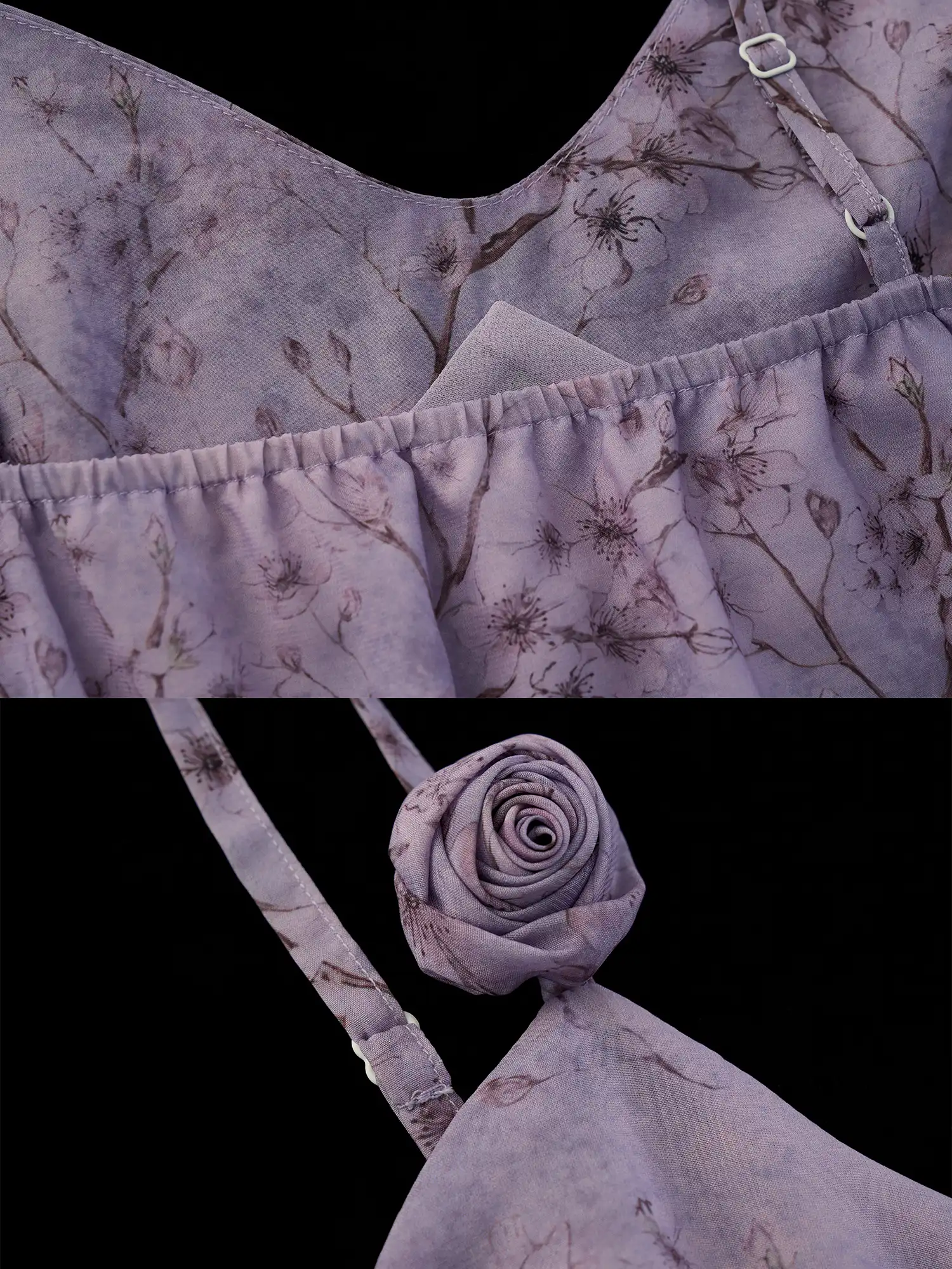 Lavender Floral Chiffon Slip Mini Dress - Image 11