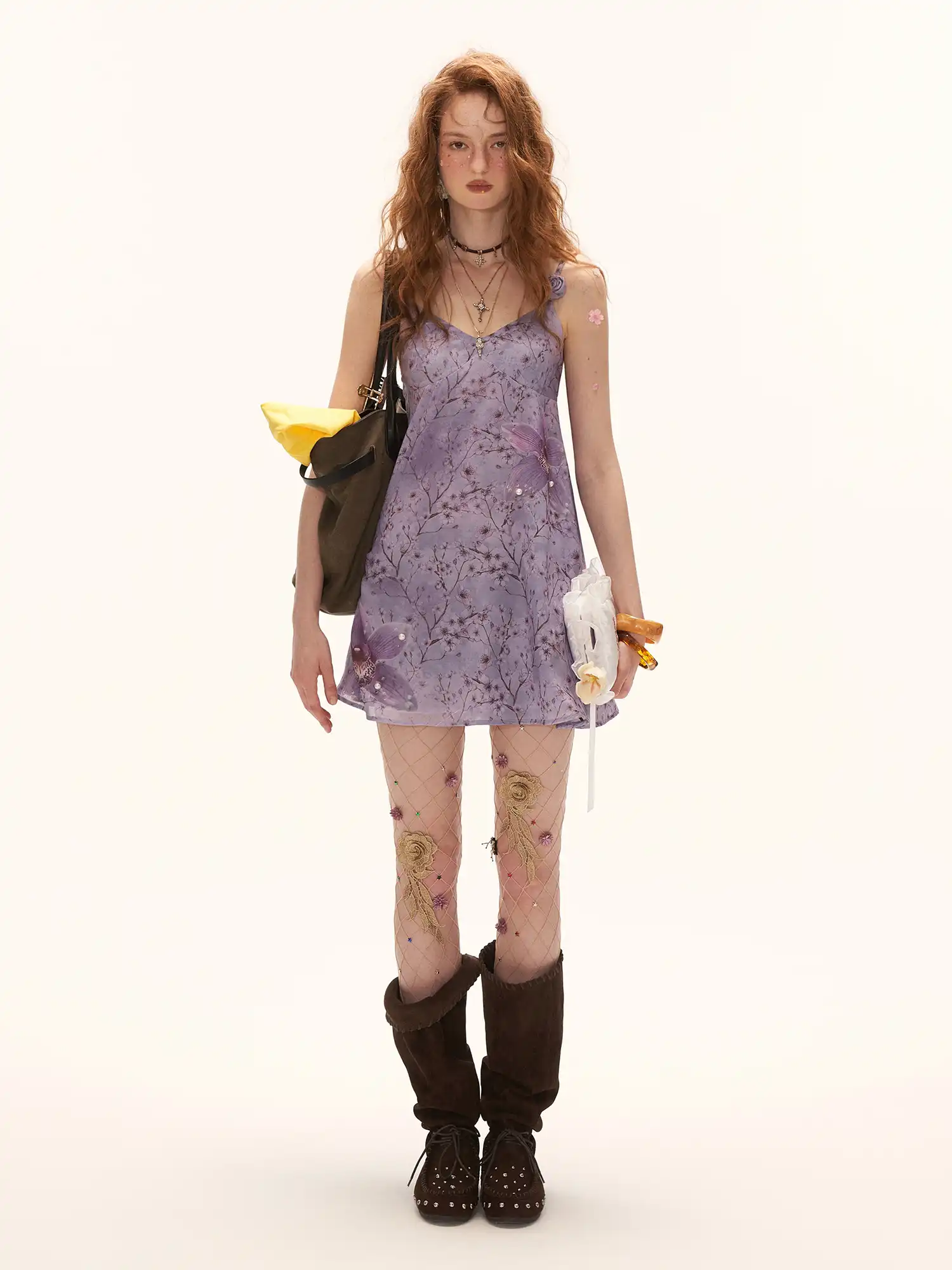 Lavender Floral Chiffon Slip Mini Dress - Image 7