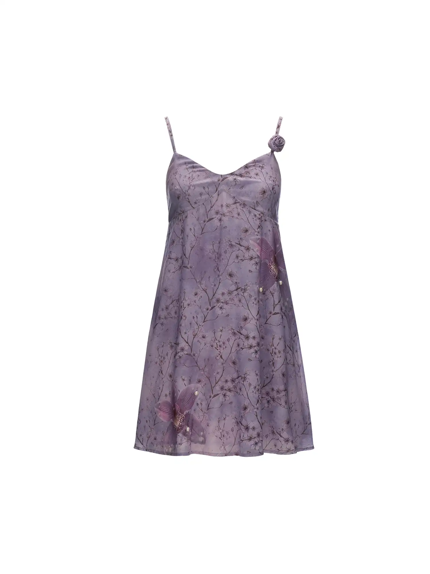 Lavender Floral Chiffon Slip Mini Dress - Image 9