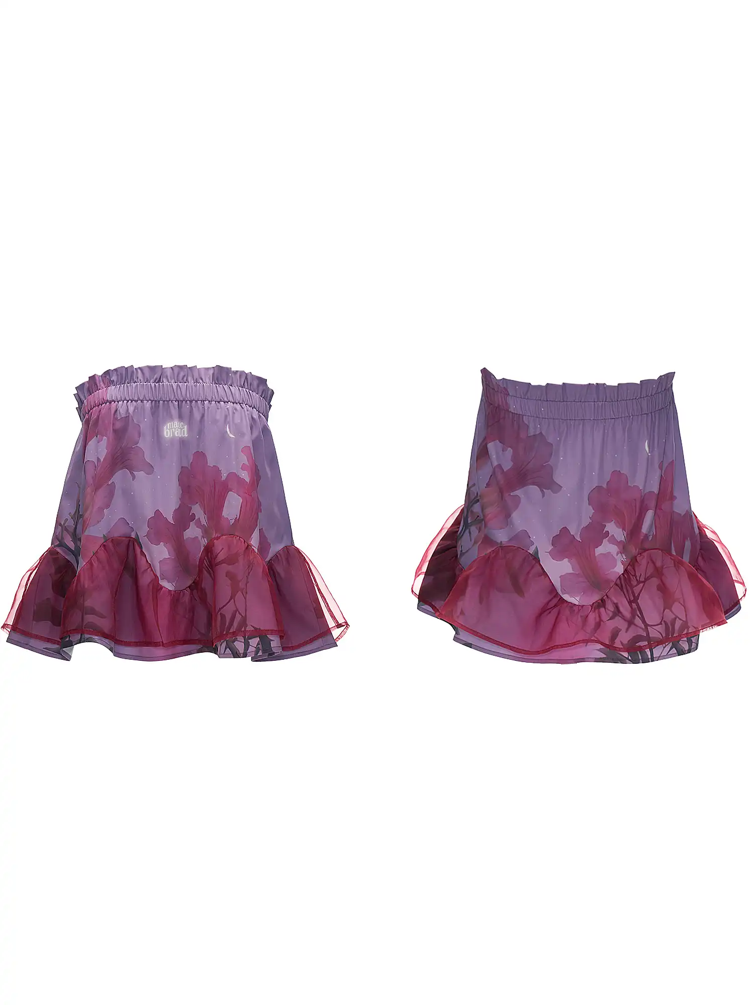 Lavender Floral Strapless Ruched Bandeau Top - Image 4