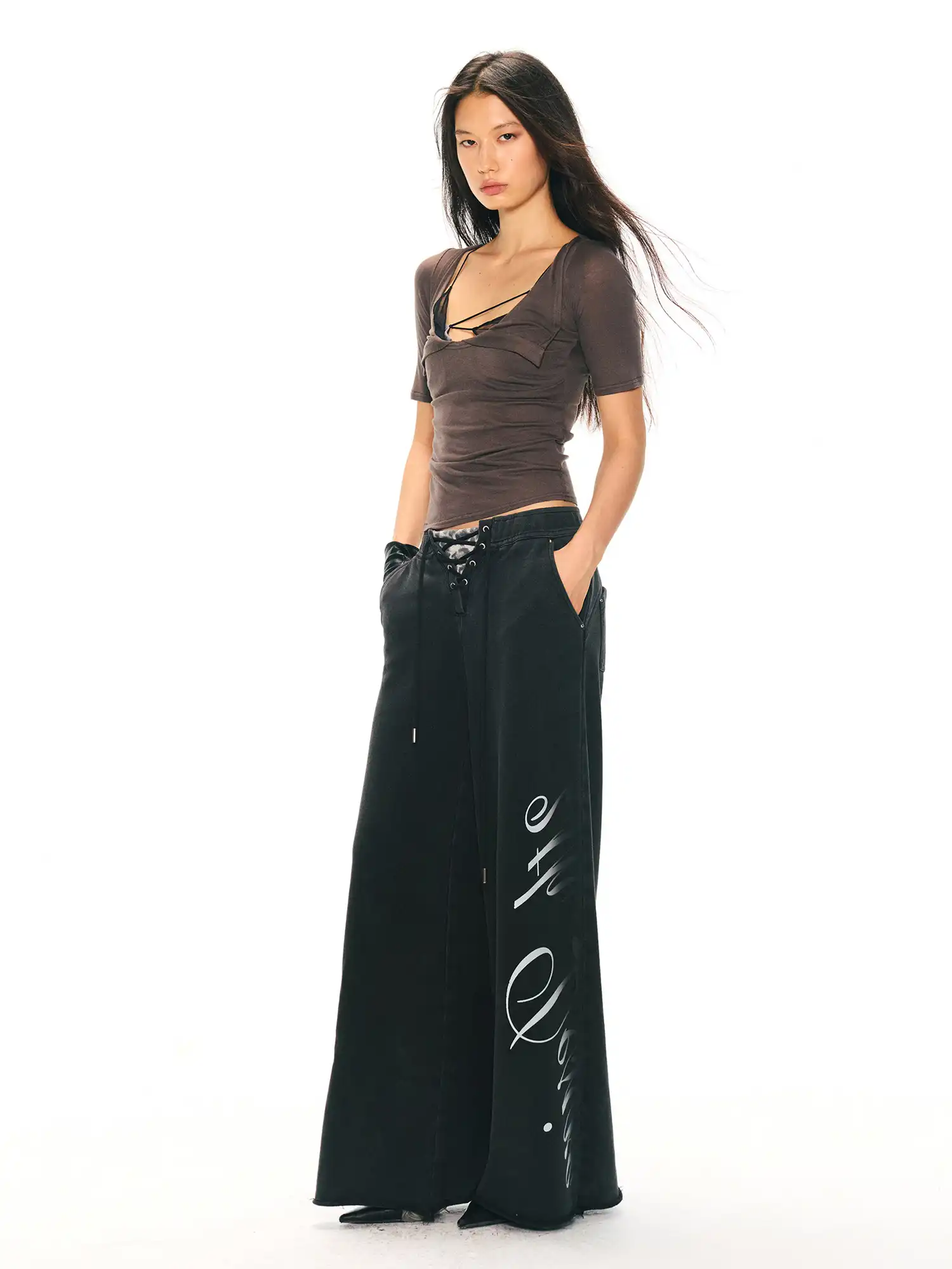 Leopard Lace Up Wide Leg Pants - Image 10