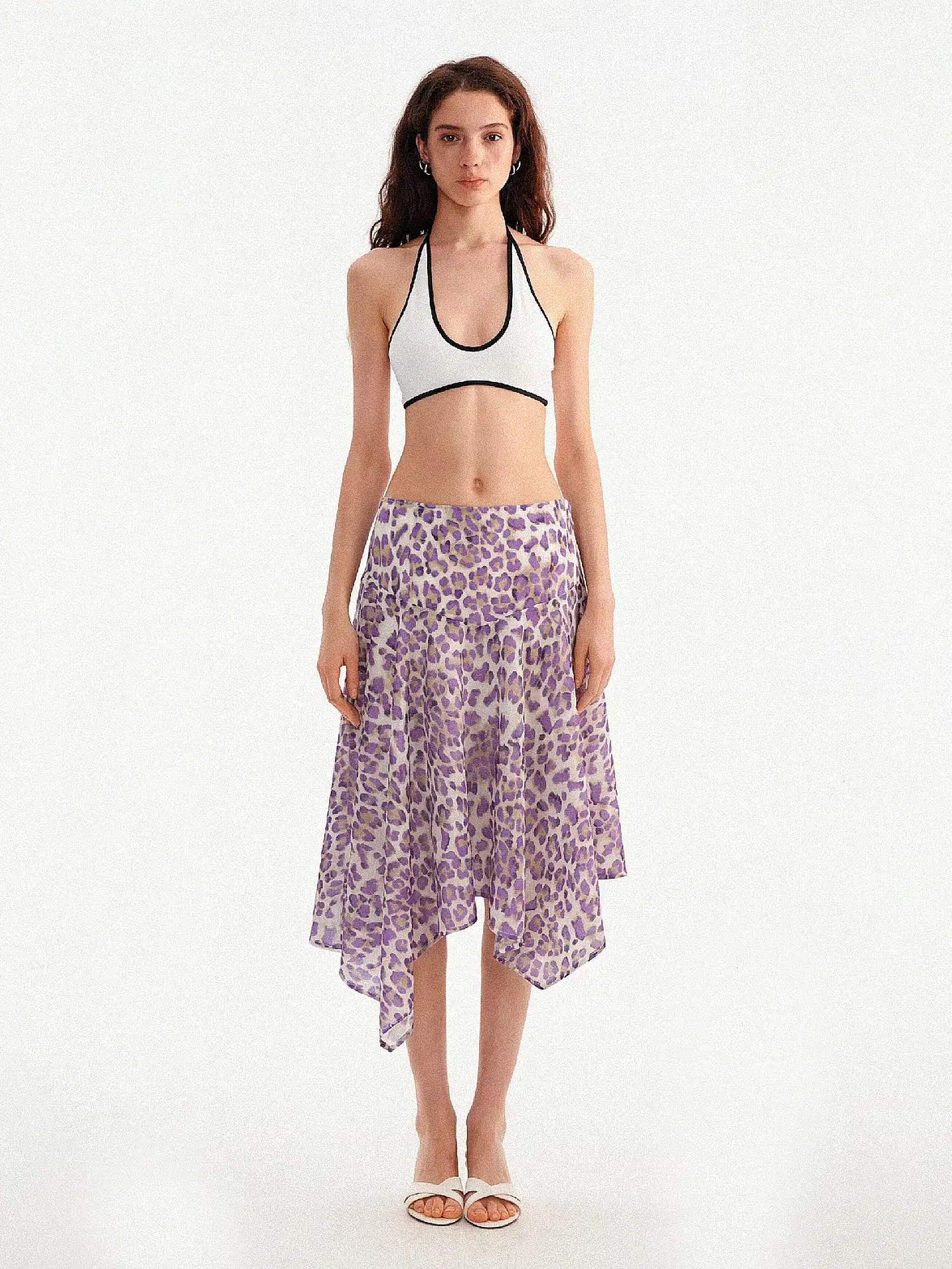 Leopard Print Asymmetric Sheer Midi Skirt - Image 10