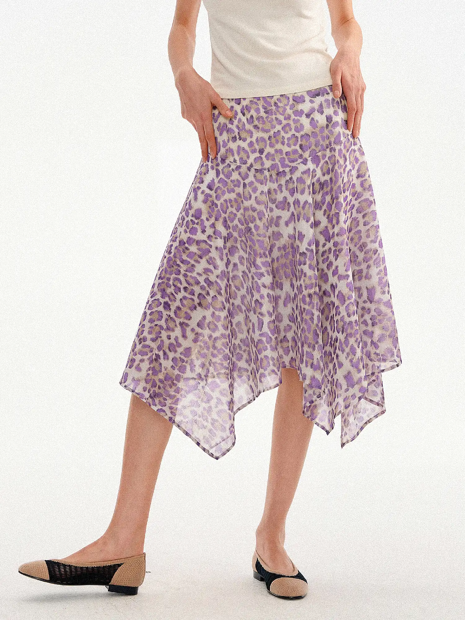 Leopard Print Asymmetric Sheer Midi Skirt - Image 7