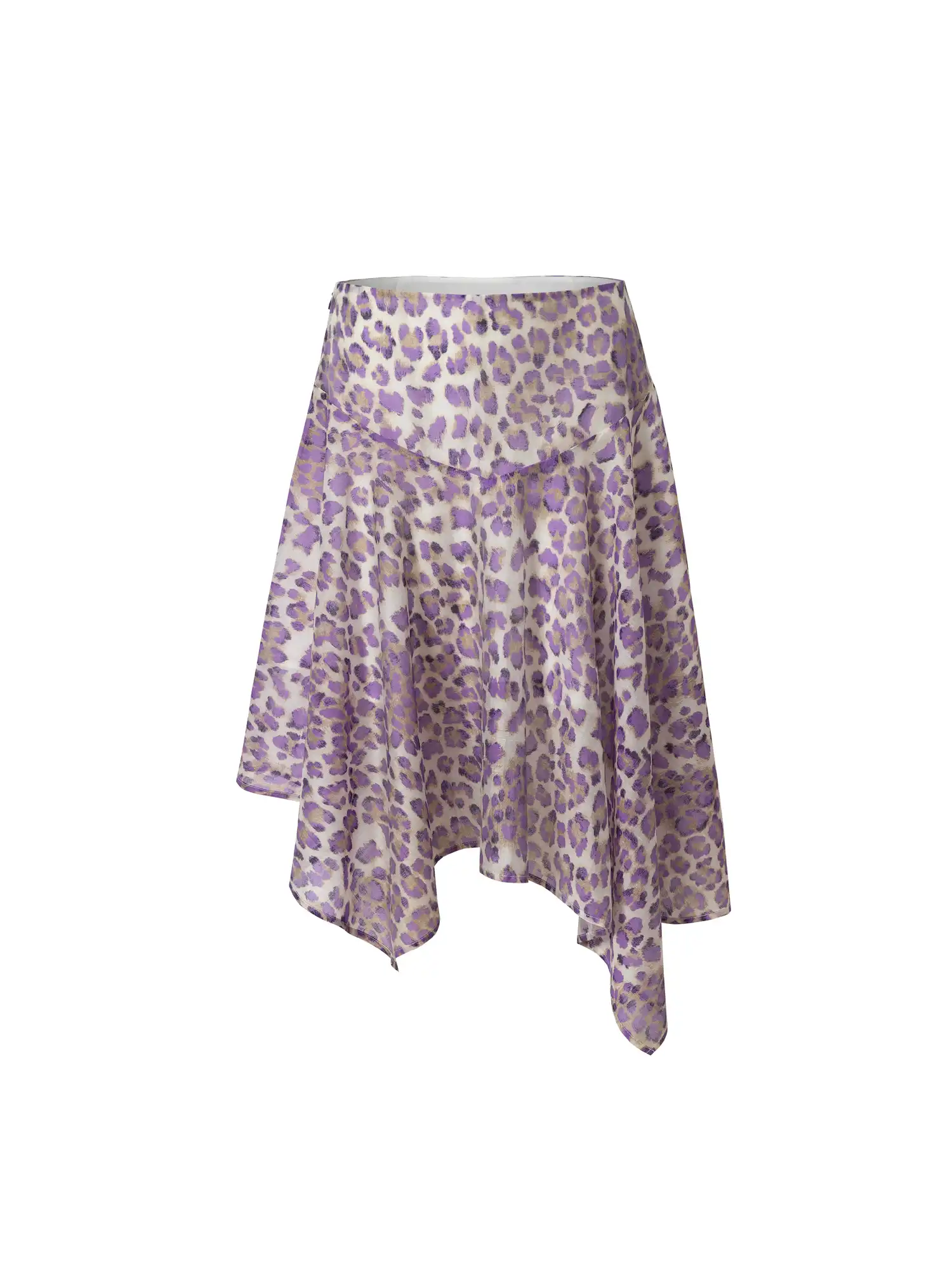 Leopard Print Asymmetric Sheer Midi Skirt - Image 8