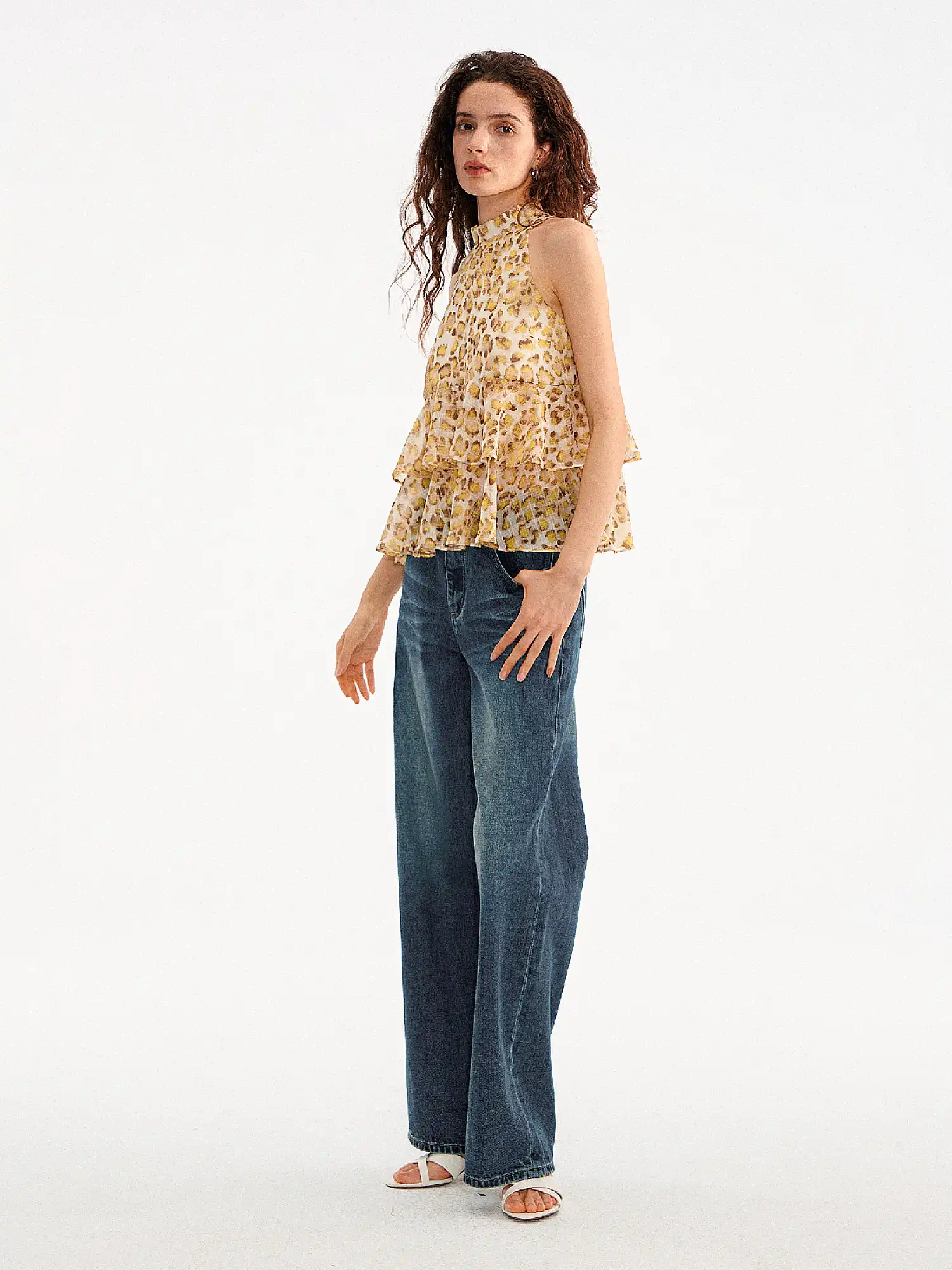 Leopard Print Tiered Ruffle Halter Top - Image 11