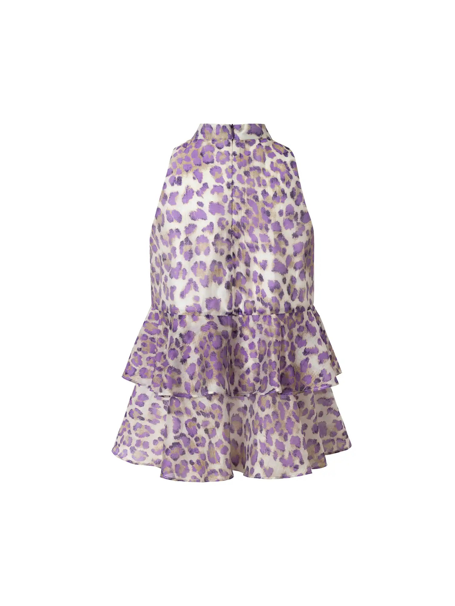 Leopard Print Tiered Ruffle Halter Top - Image 3