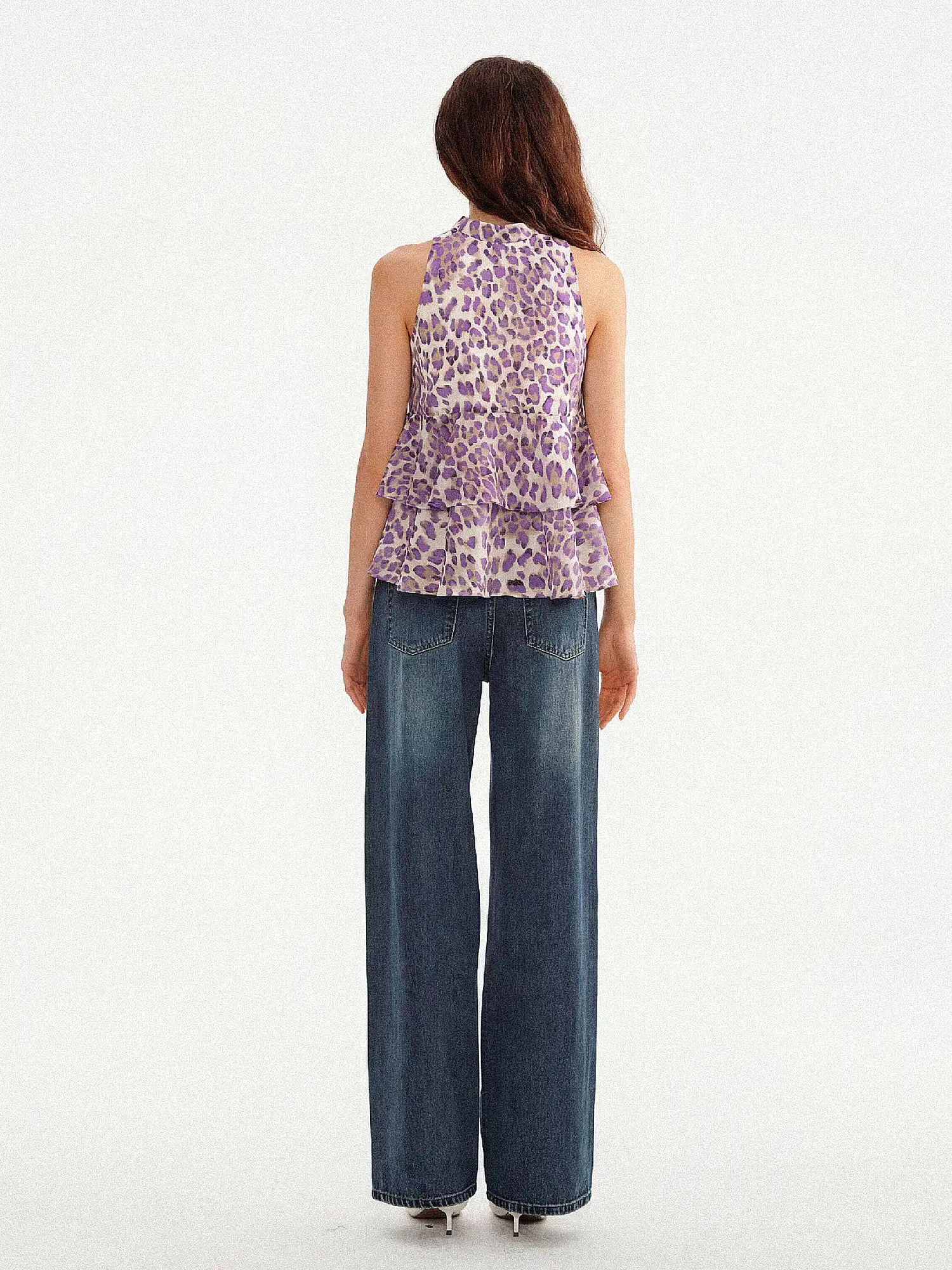 Leopard Print Tiered Ruffle Halter Top - Image 5
