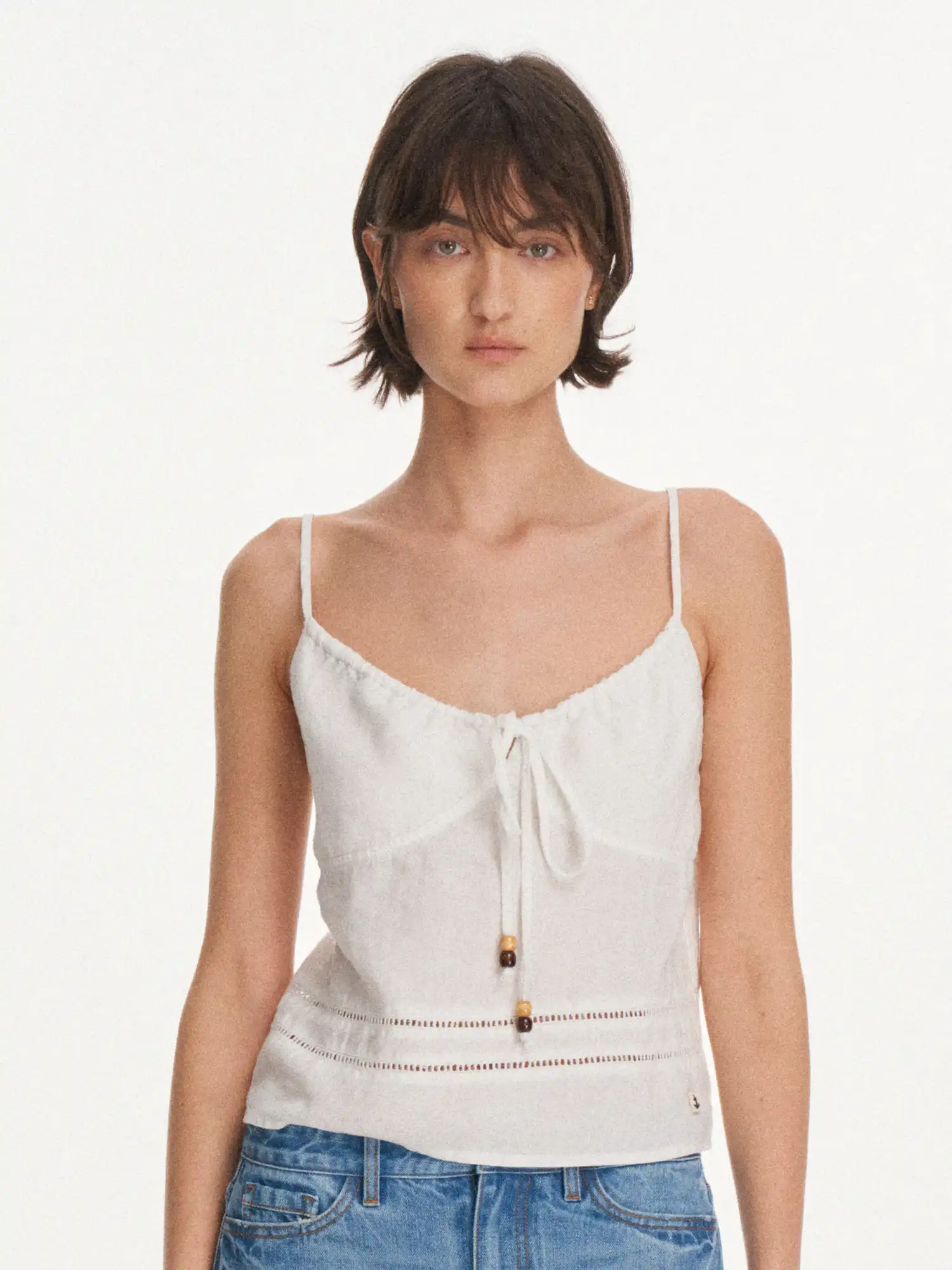 Linen Blend Crochet Trim Cami Top - Image 3
