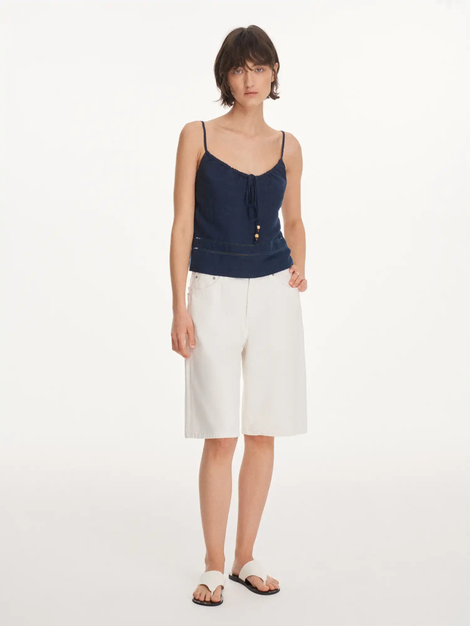 Linen Blend Crochet Trim Cami Top - Image 5