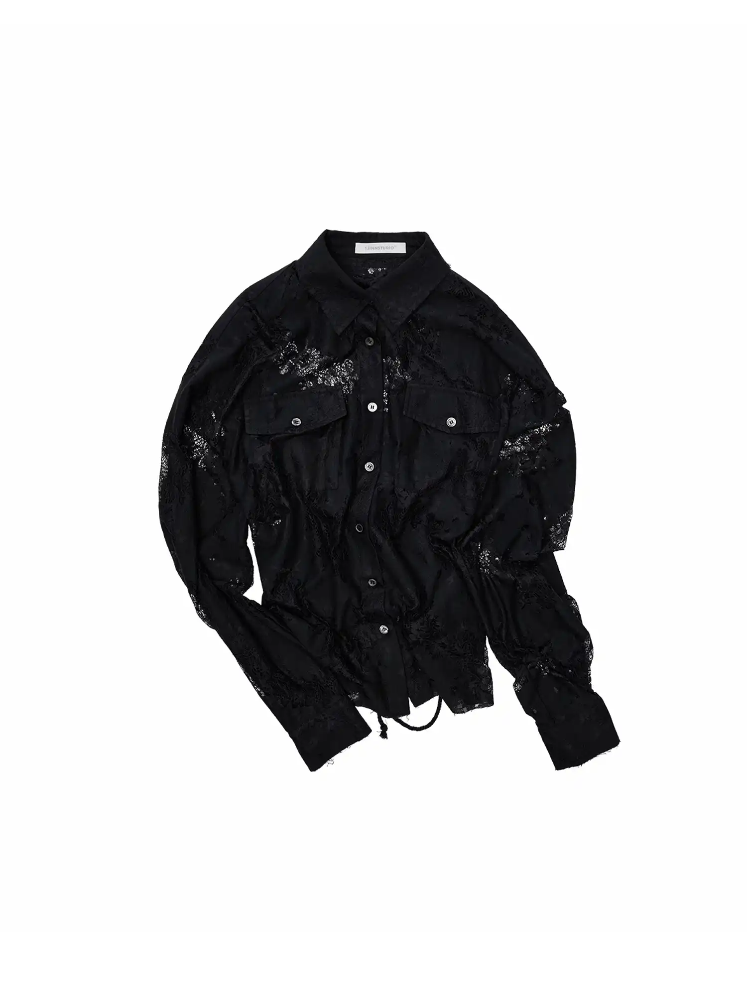 Long Sleeve Sheer Floral Lace Shirt - Image 11