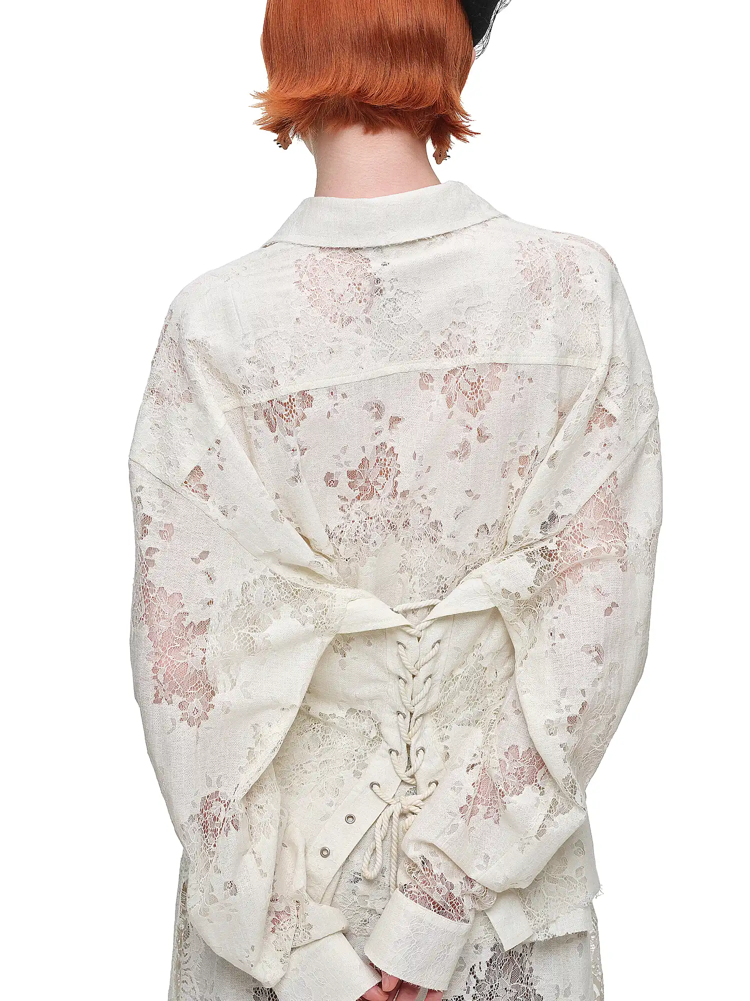 Long Sleeve Sheer Floral Lace Shirt - Image 2