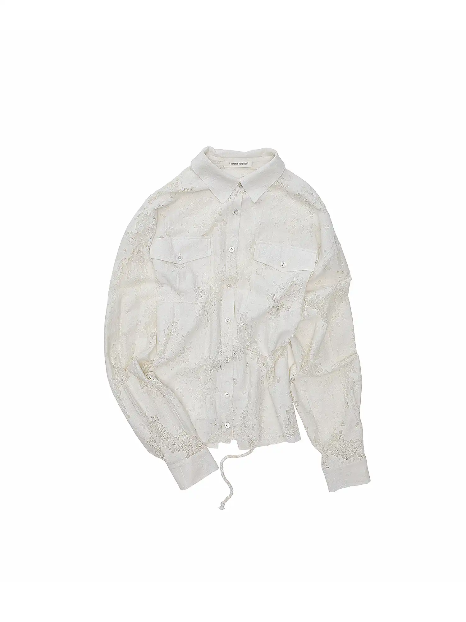 Long Sleeve Sheer Floral Lace Shirt - Image 4
