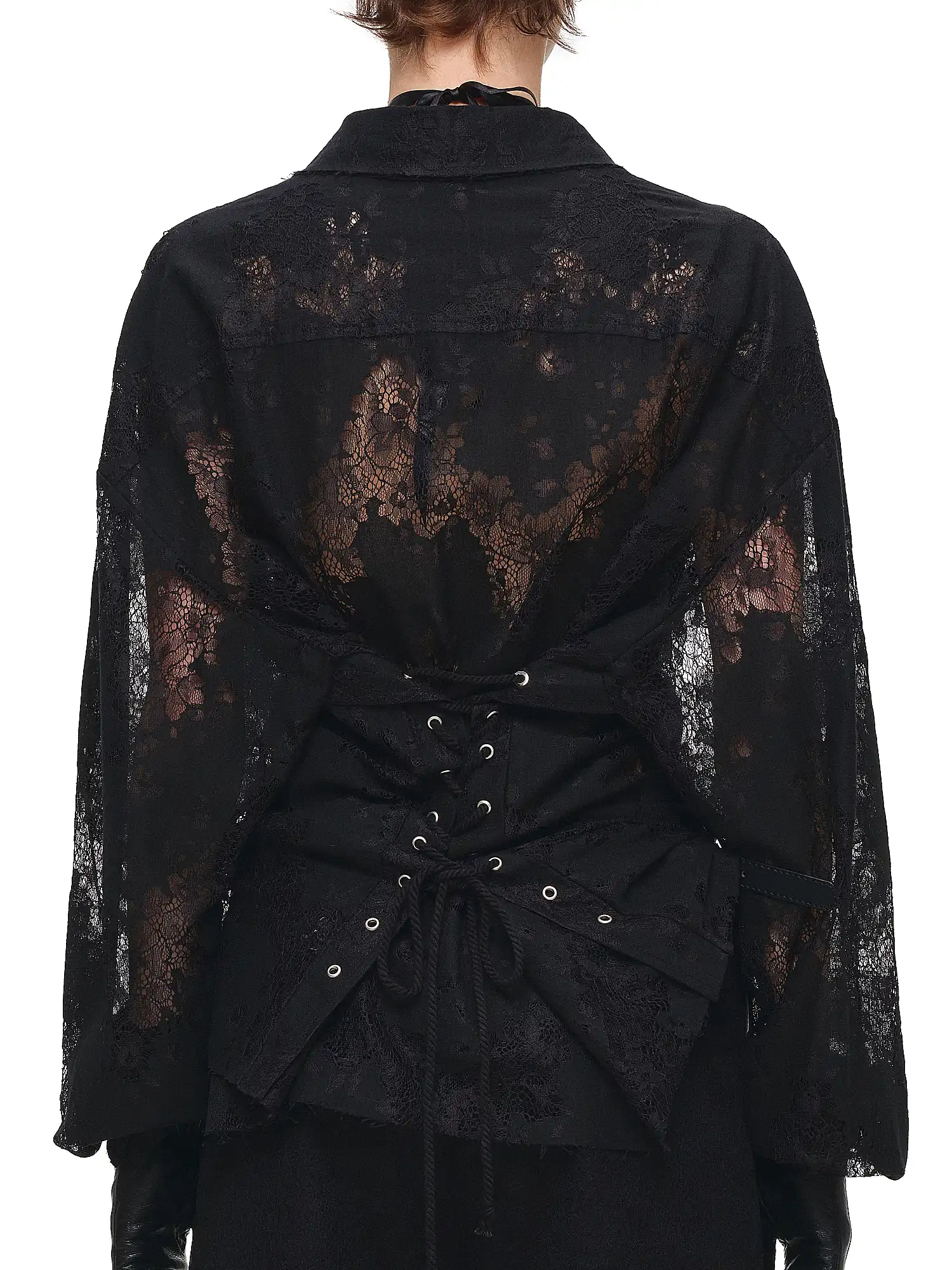 Long Sleeve Sheer Floral Lace Shirt - Image 9