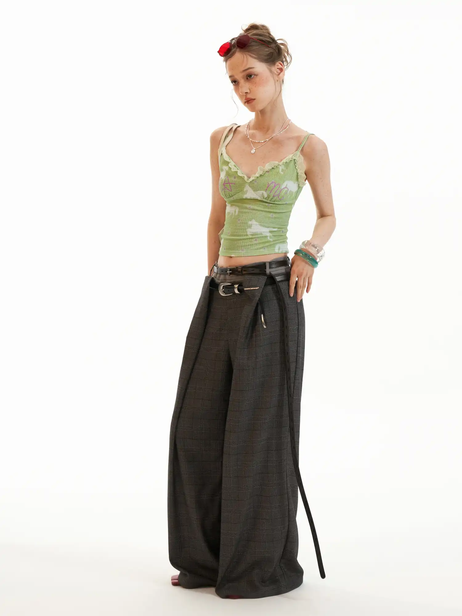 Macaron Green Lace Trim Tank Top - Image 7