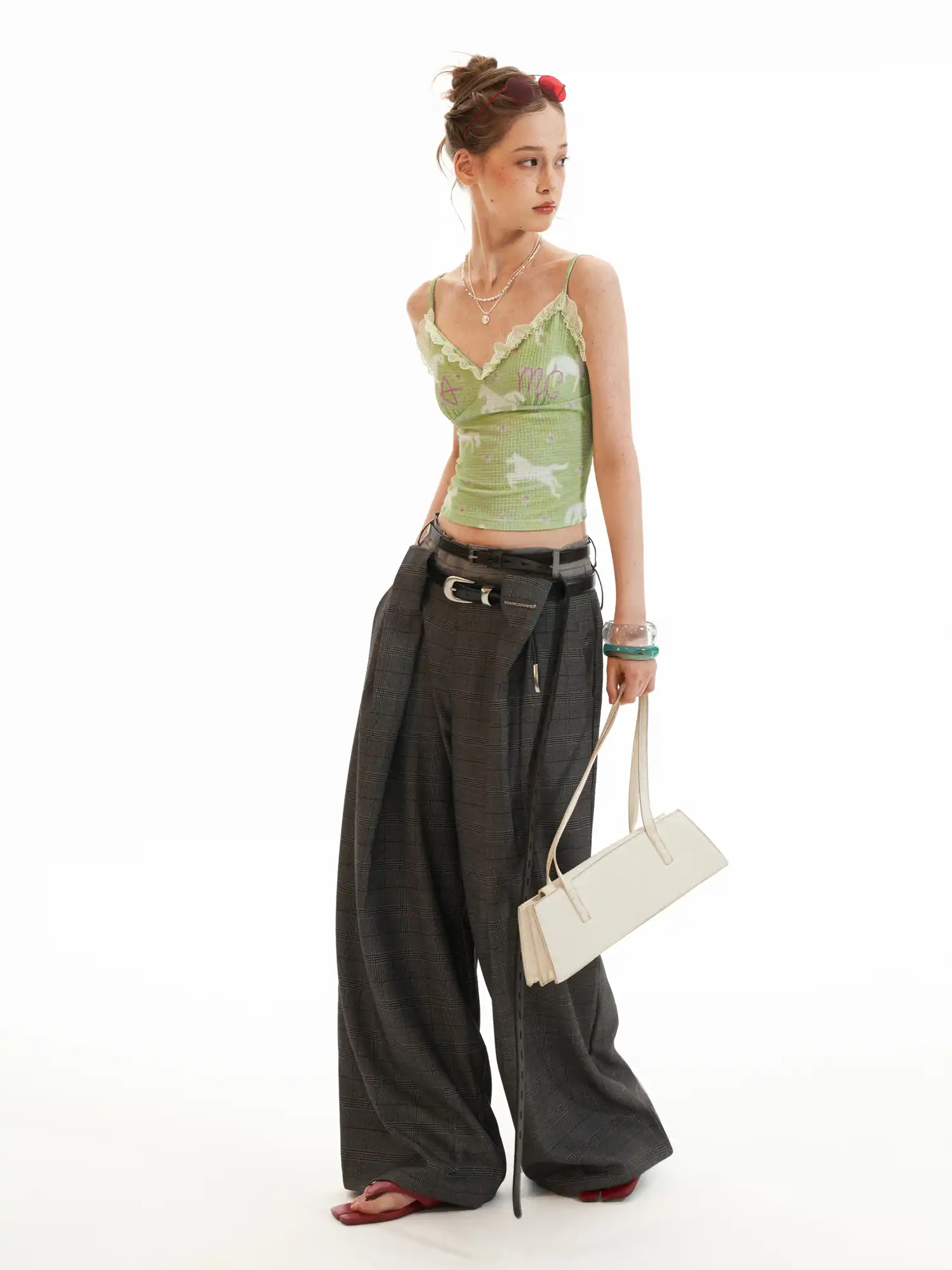 Macaron Green Lace Trim Tank Top - Image 8