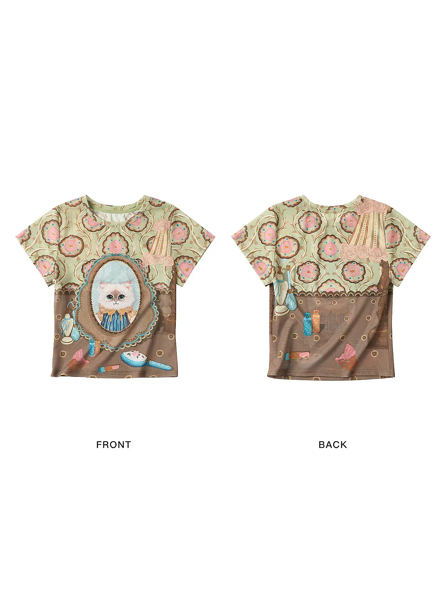 Magic Mirror Cat Crew Neck Tee - Image 4