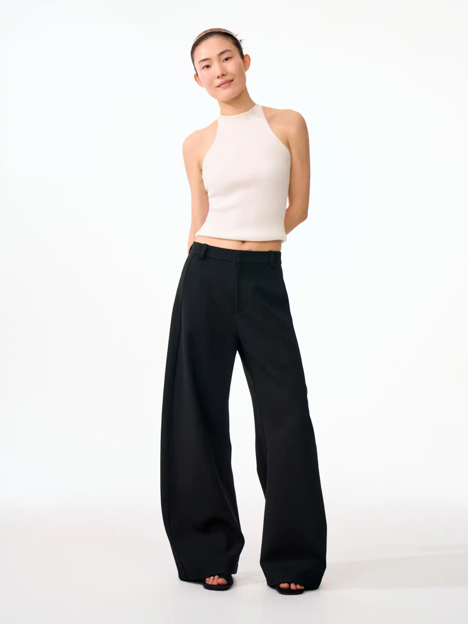 Minimal Curved Leg High Rise Wide Pants - Image 10