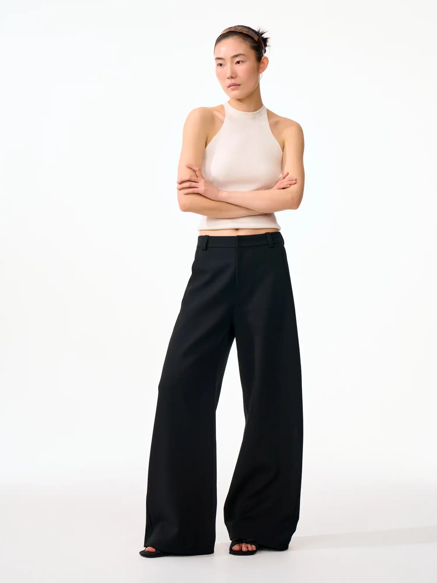 Minimal Curved Leg High Rise Wide Pants - Image 12