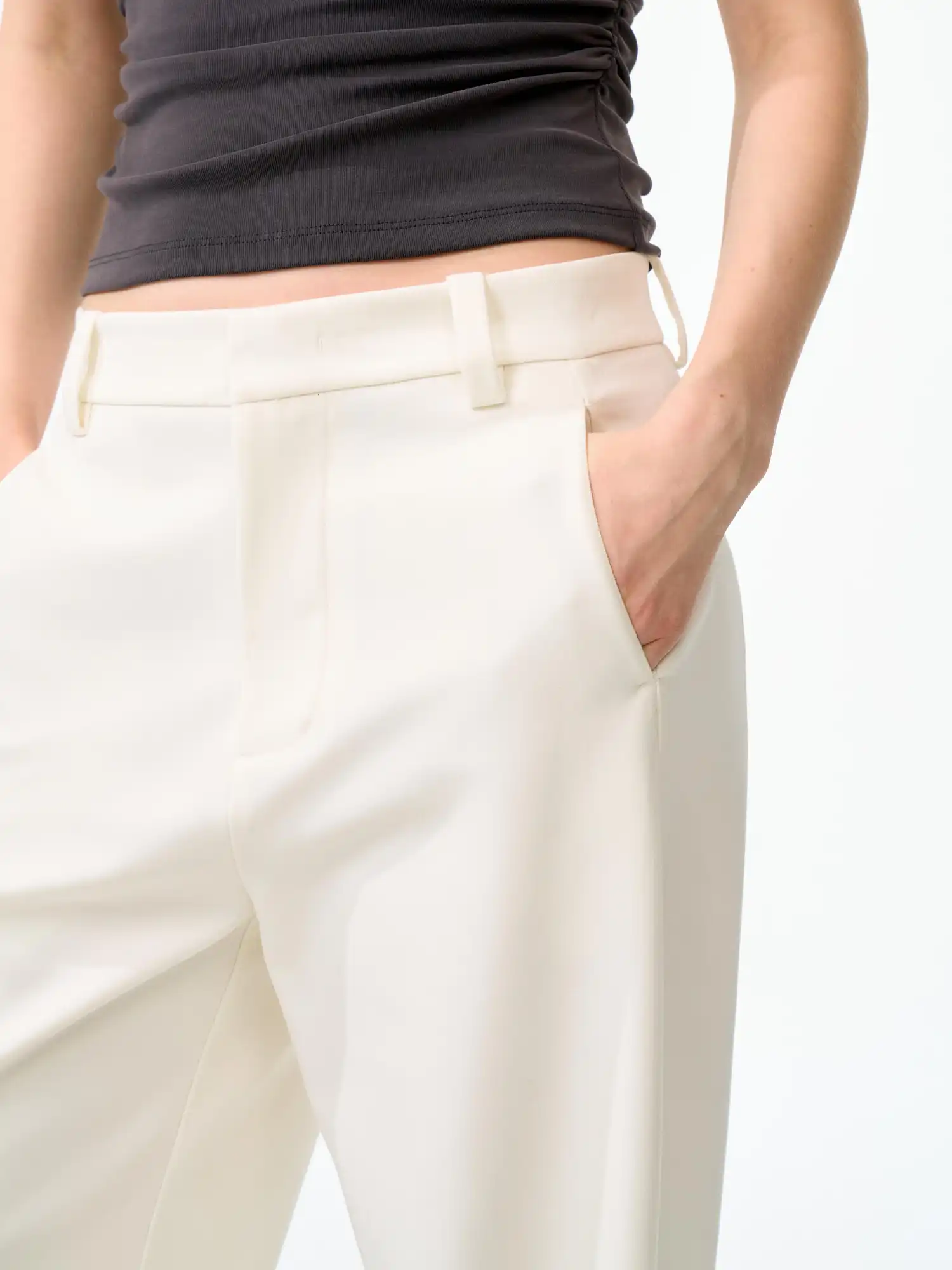 Minimal Curved Leg High Rise Wide Pants - Image 3
