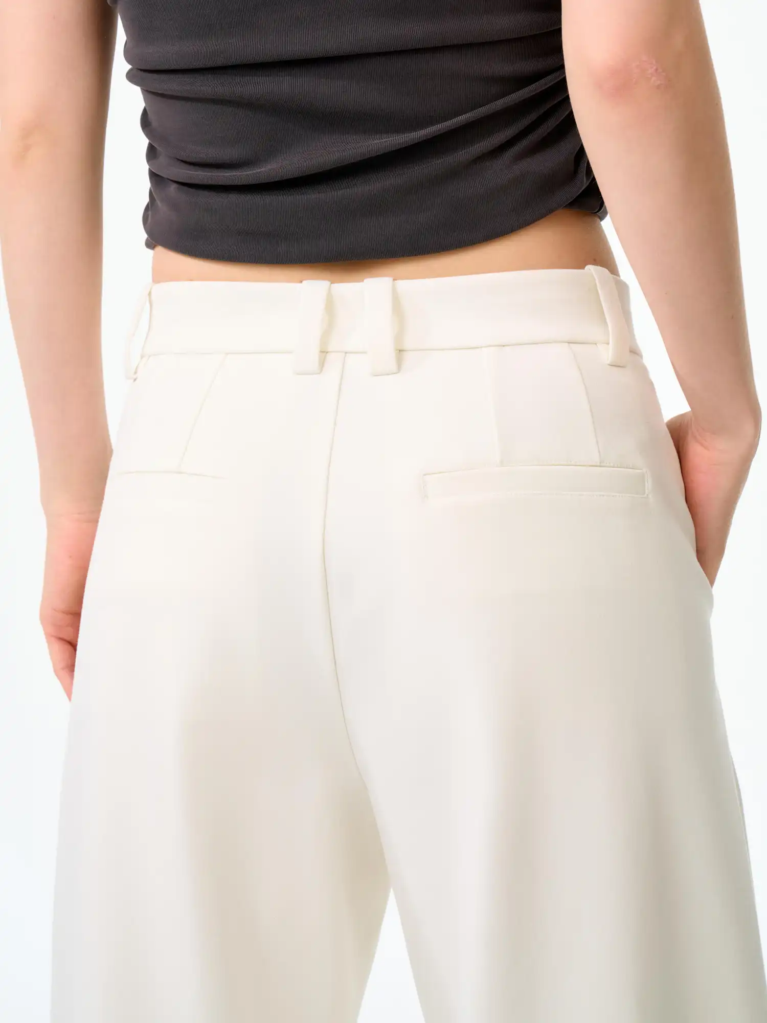 Minimal Curved Leg High Rise Wide Pants - Image 4
