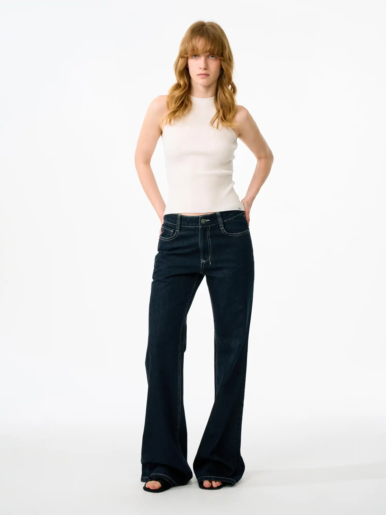 Mock Neck Tencel Ribbed Sleeveless Tank Top - Image 10
