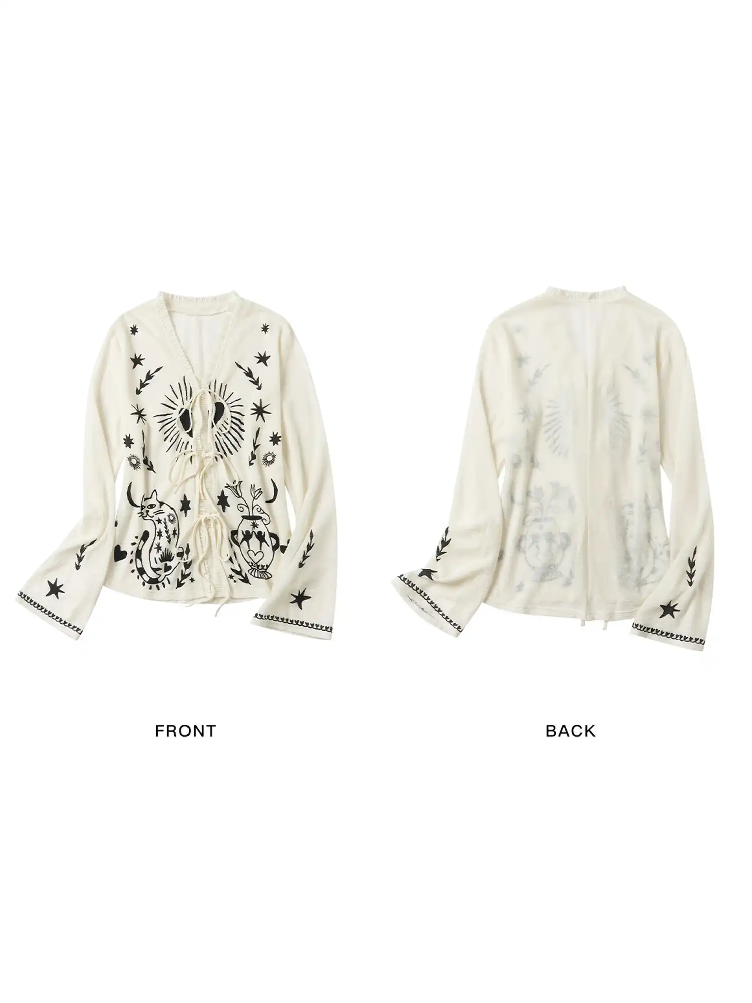 Mystical Cat Lyocell Wool Knit Cardigan - Image 4